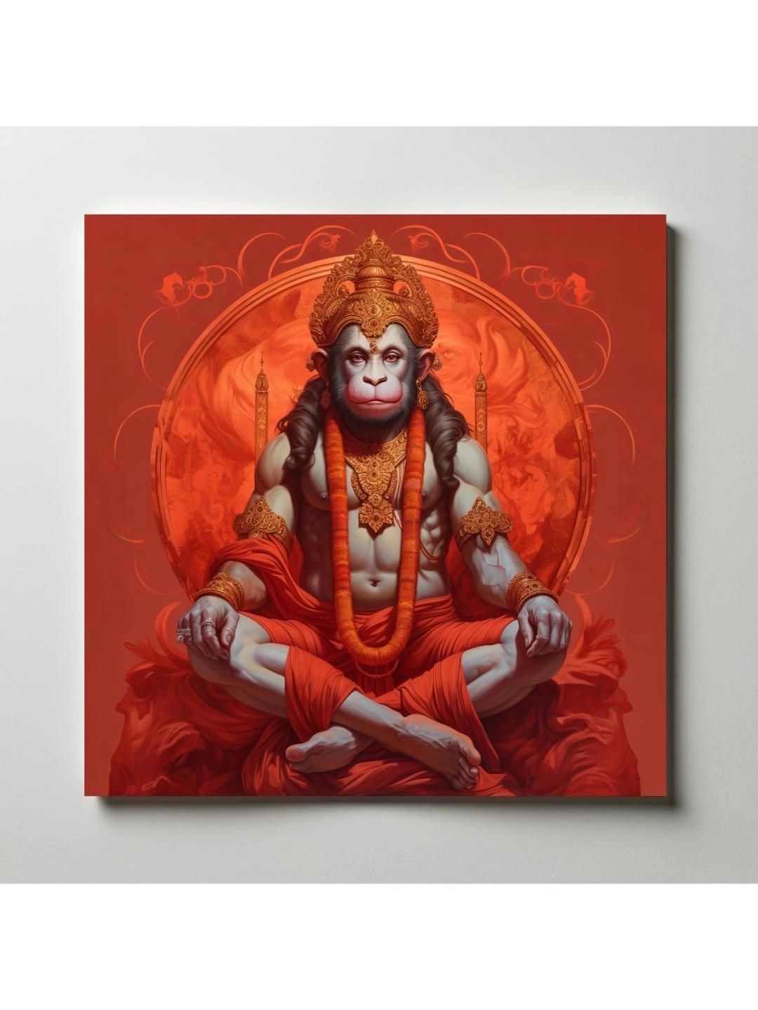 ARTOLIC Printed Red & Beige Lord Hanuman Wall Sticker-image-40