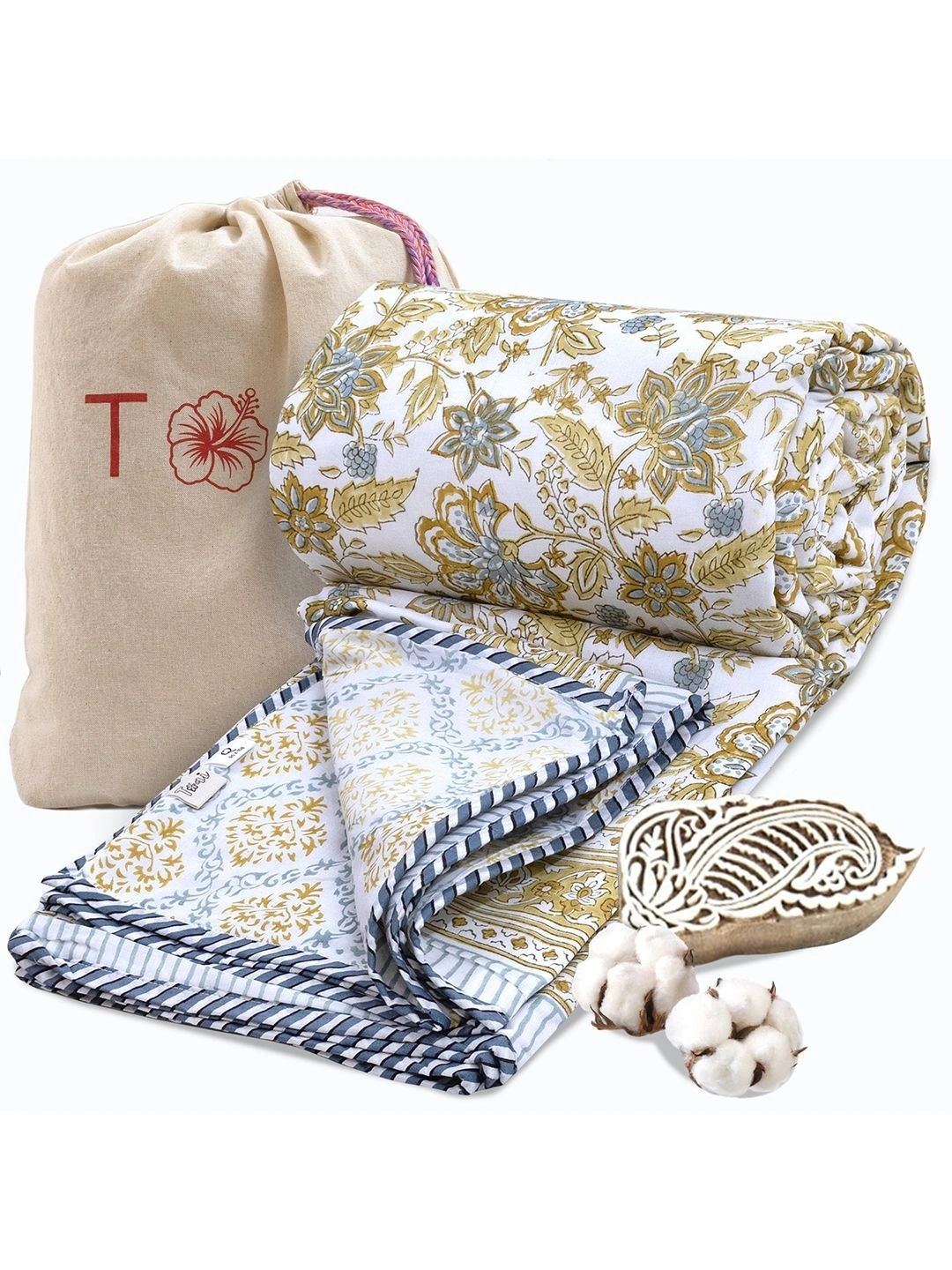 TOAI Brown & Blue Floral 150 GSM Dohar-image-24