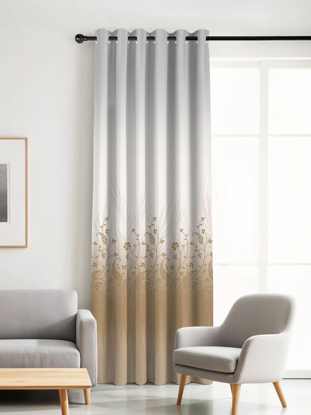 Myntra Elegant Homes Charcoal Ethnic Motifs Room Darkening Long Door Curtain-image-14