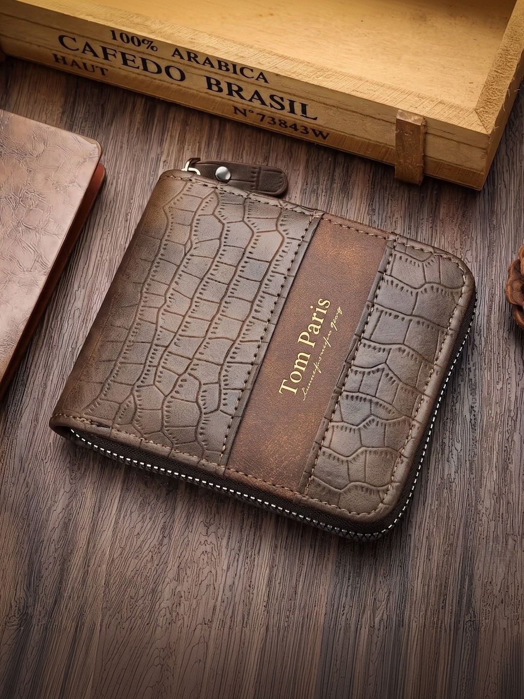 TomParis Men Textured PU Zip Around Wallet-image-45
