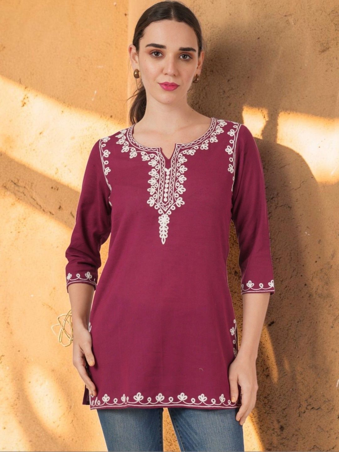 Hyba Embroidered Ethnic Cotton Blend Top-picture-33