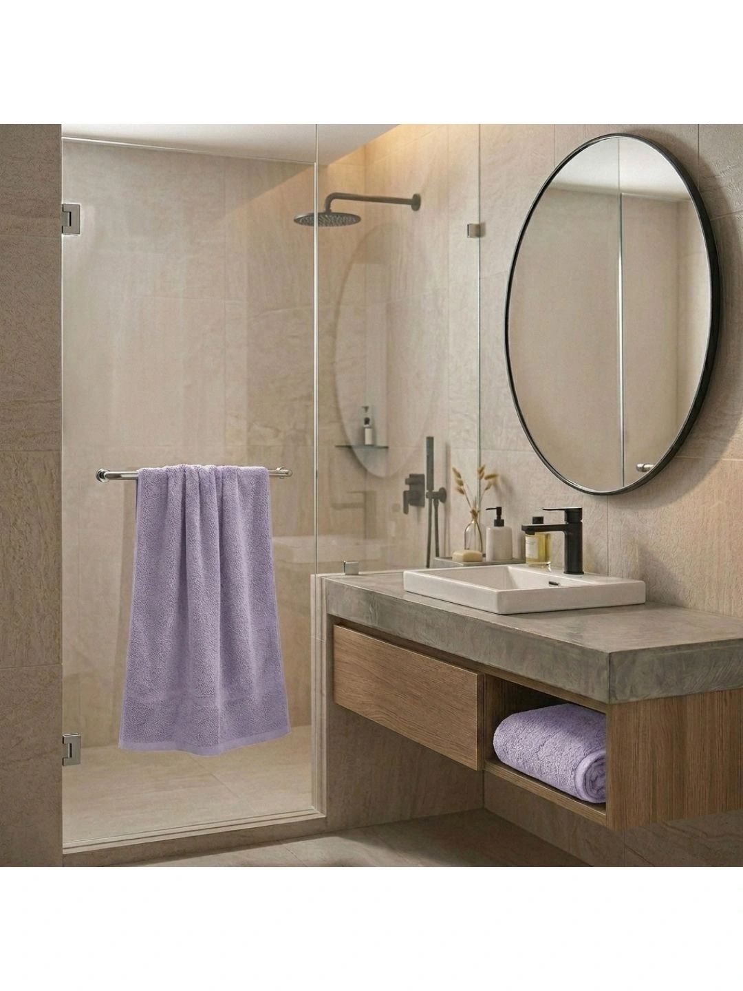 BAMA INDIA Lavender 1 Cotton 650 GSM Bath Towel-image-13