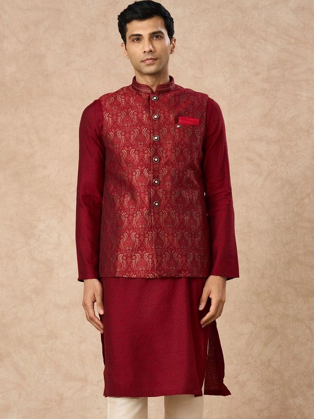 Manyavar Woven Design Woven Nehru Jackets-picture-26