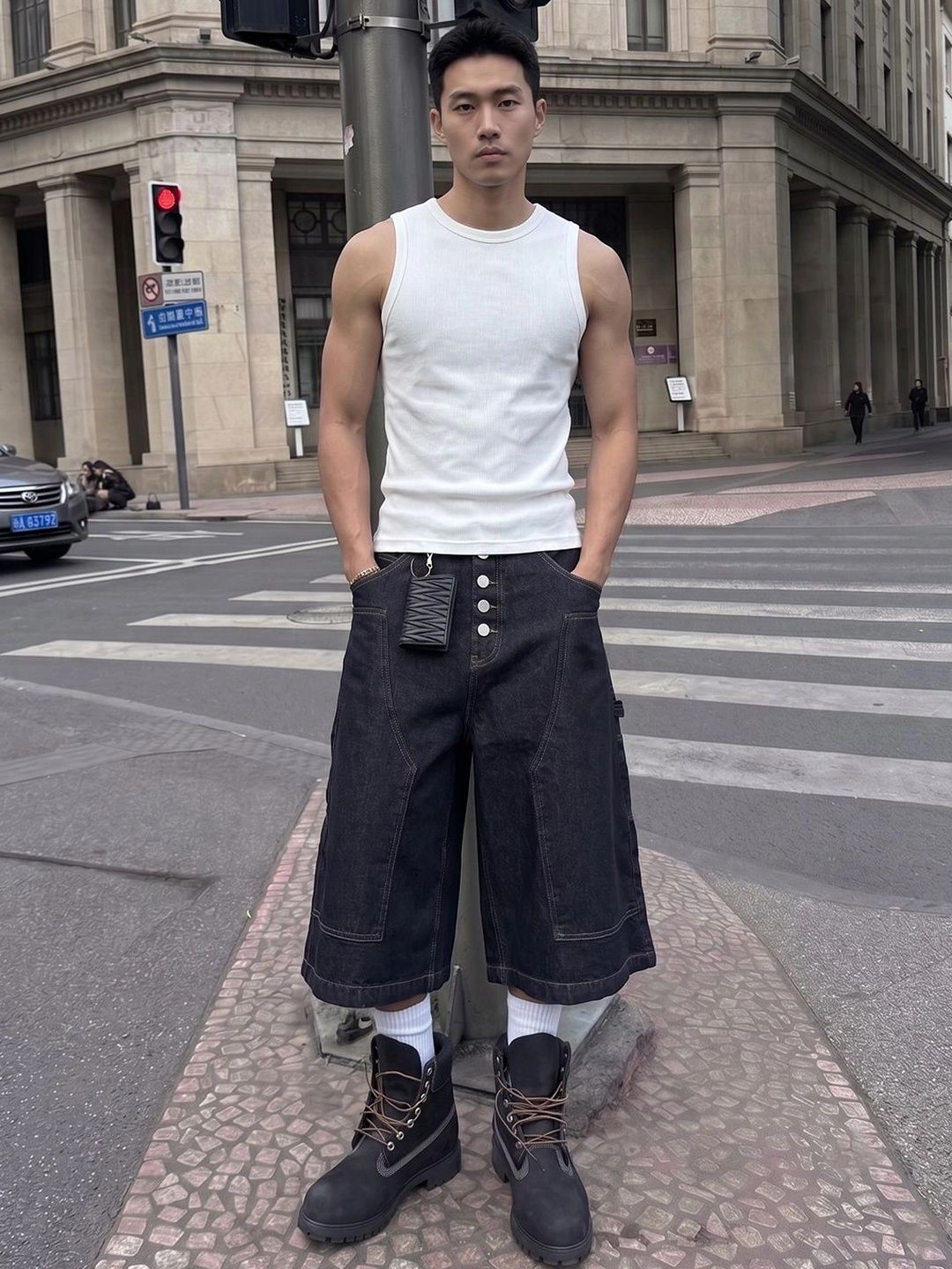 Suo Men Loose Fit Denim Shorts-picture-10