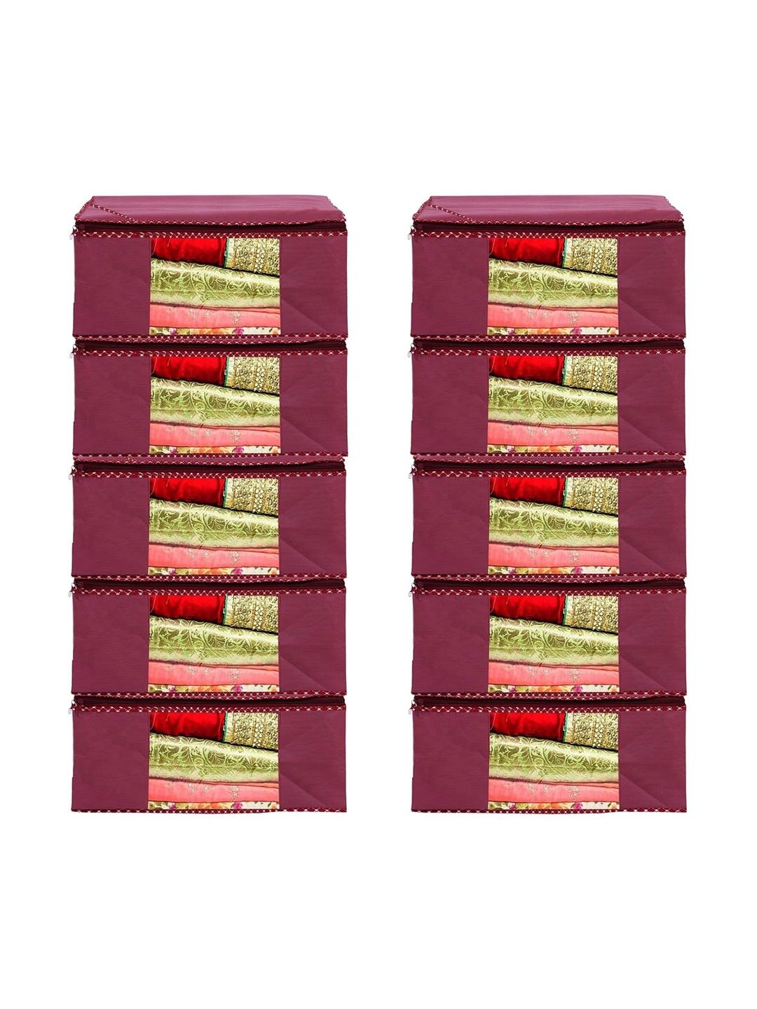 ANKIT INTERNATIONAL Maroon Set of 6 Reusable Multi-Utility Organisers-picture-34