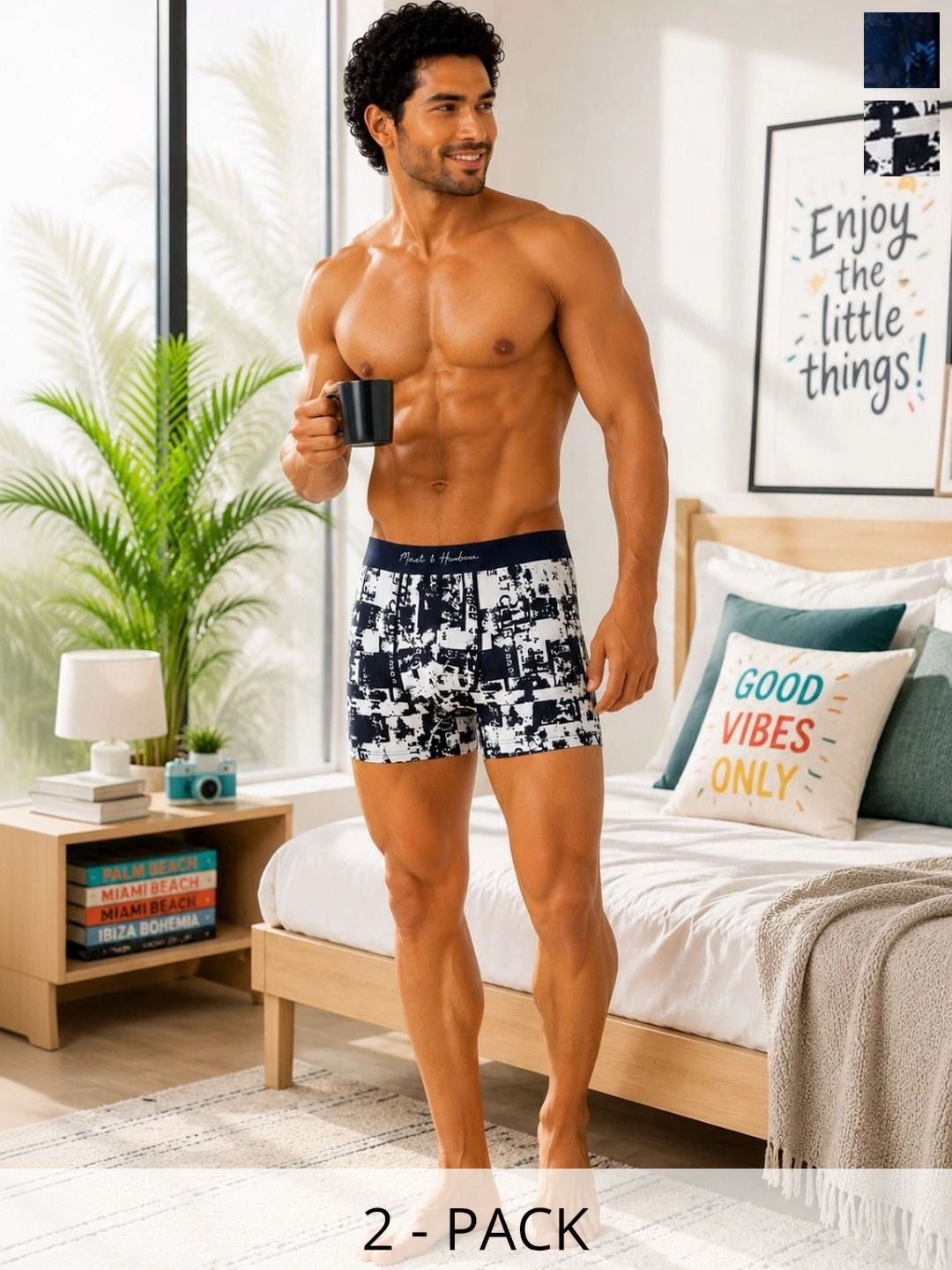 Mast & Harbour Pack of 2 Cotton Blend Assorted Printed Trunks-picture-33