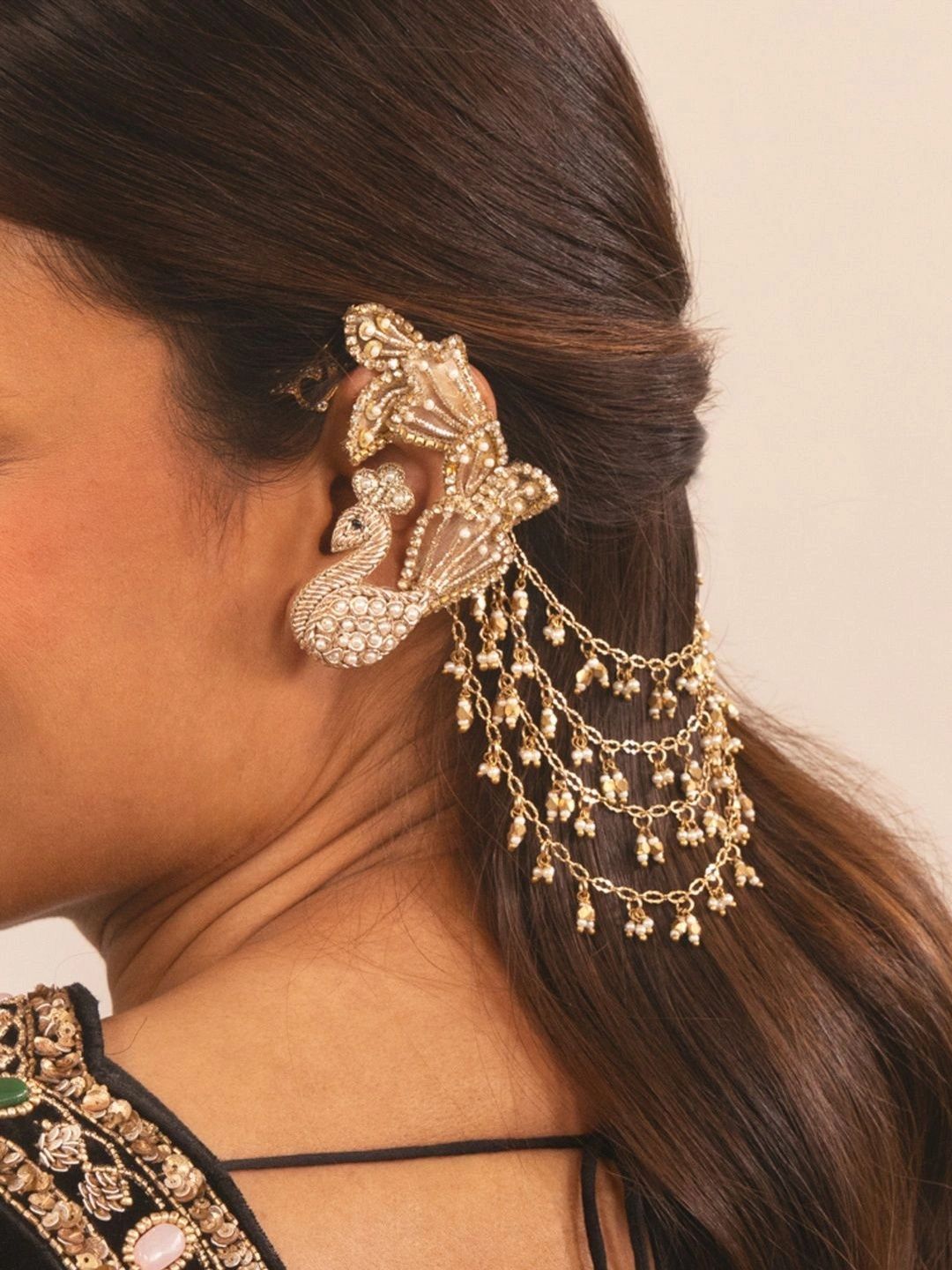 Amama Peacock Shaped Ear Cuff Earrings-picture-12