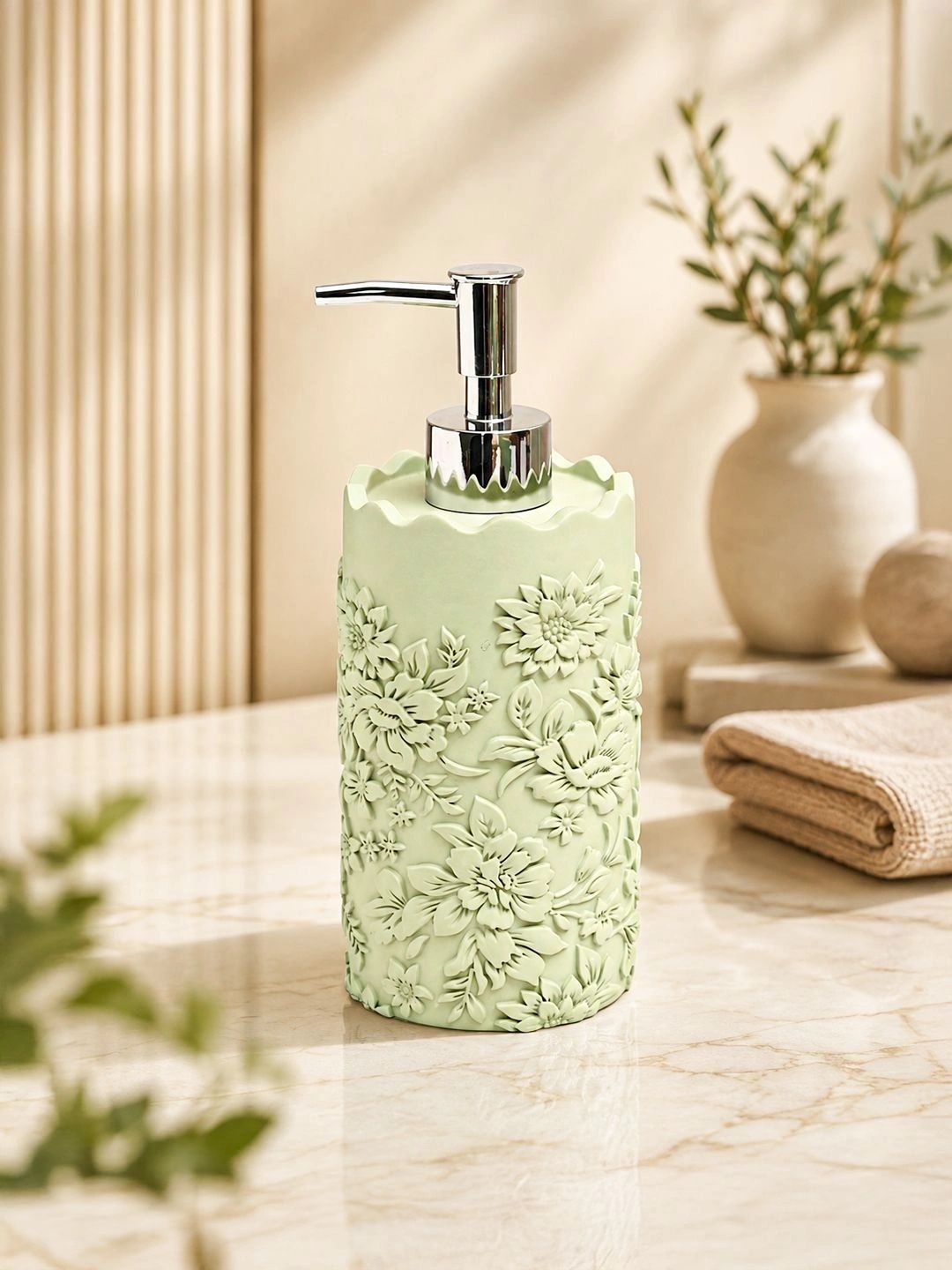 MARKET99 Green Floral Polyresin Soap Dispenser-picture-21
