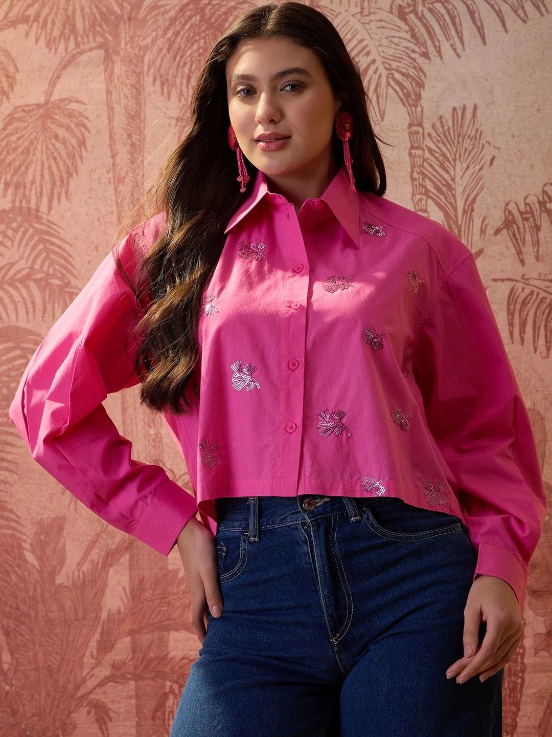 Sangria Embellished Cotton Crop Top-picture-35