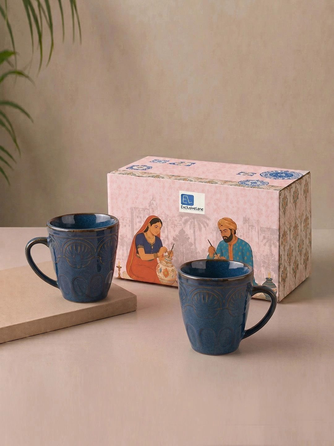 ExclusiveLane Blue Handcrafted Printed Ceramic Glossy Mugs Set of Cups and Mugs-image-49