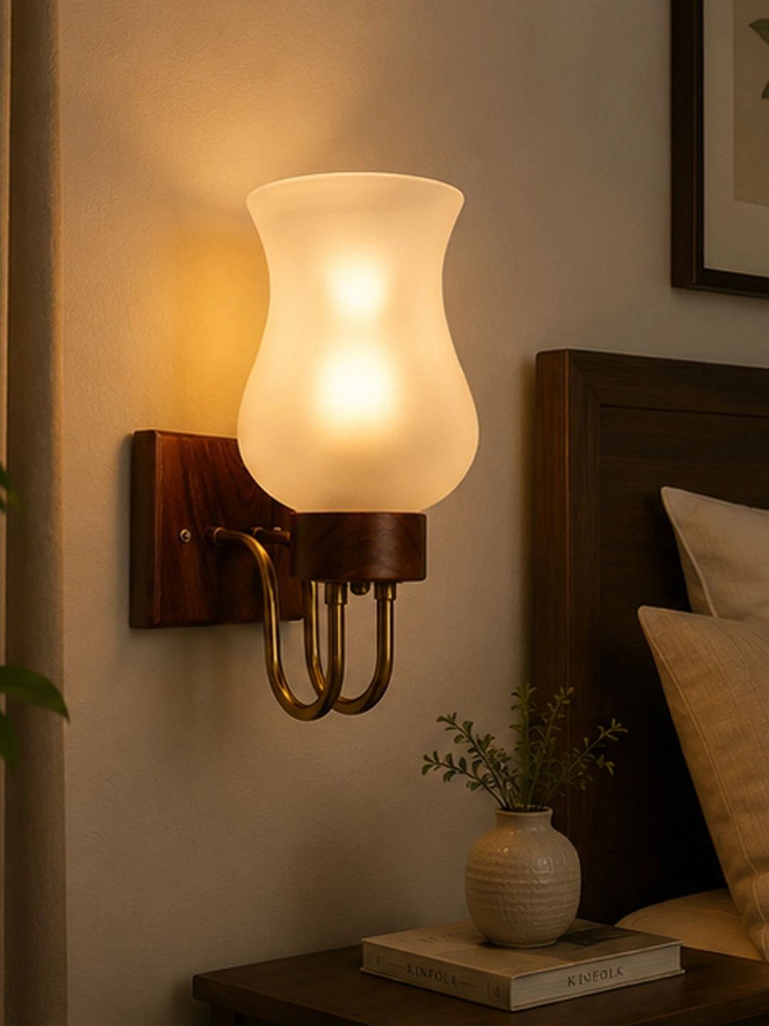 Myntra Elegant Homes White Wood Traditional Wall Lamp-picture-26