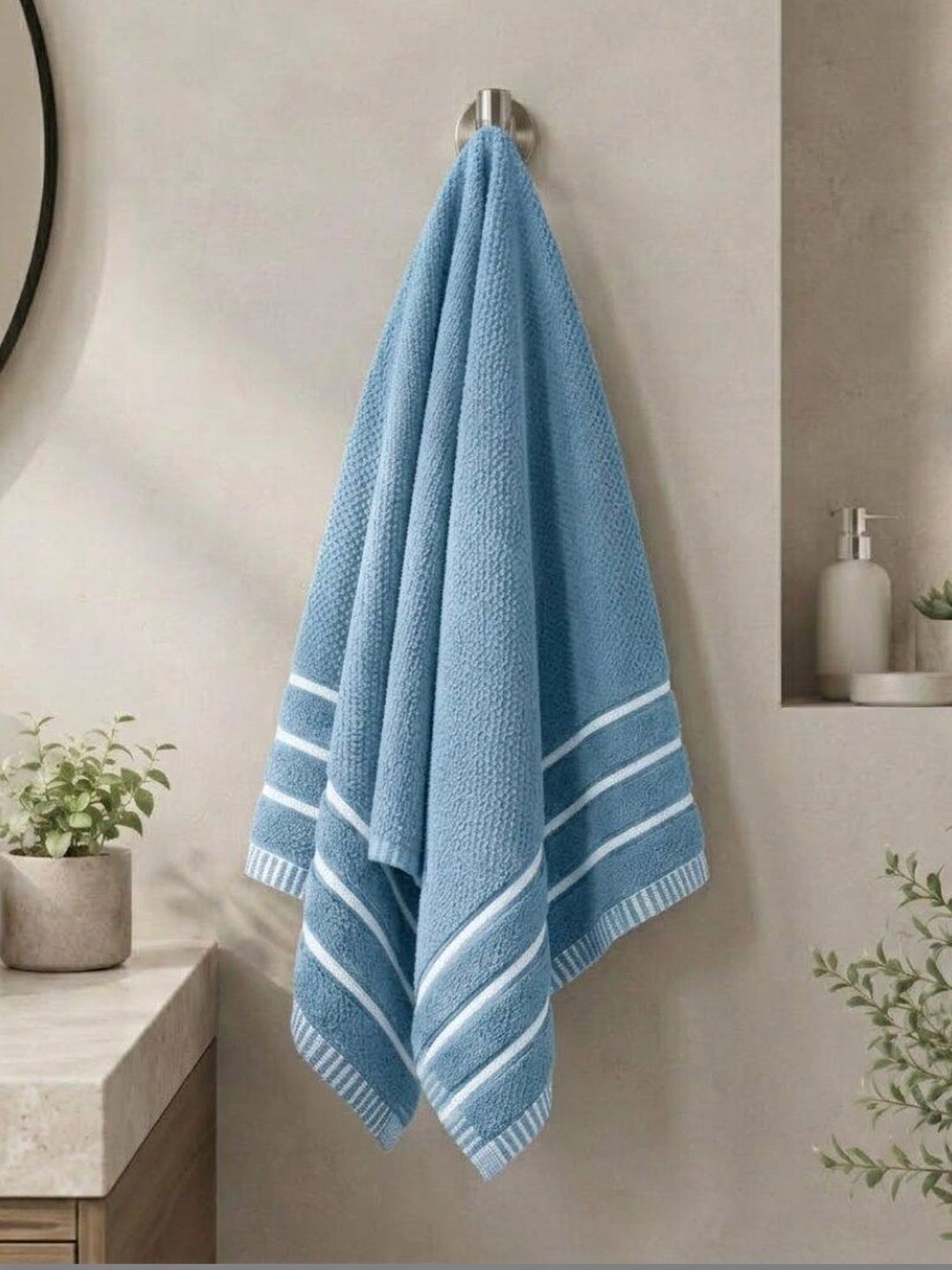 DEMARK Blue 1 Striped Cotton 480 GSM Bath Towel-picture-27