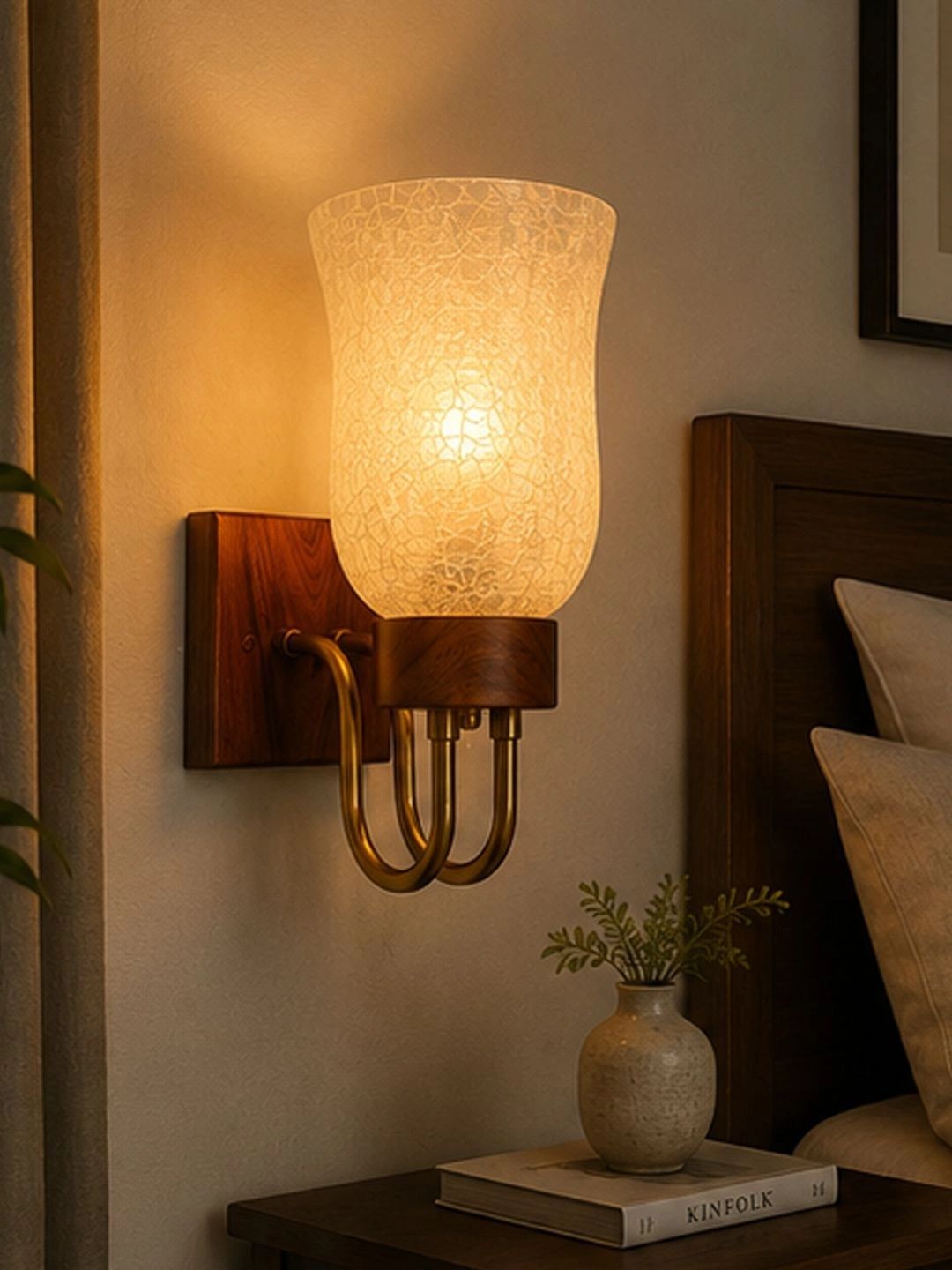 Myntra Elegant Homes White Textured Wood Traditional Wall Lamp-picture-39