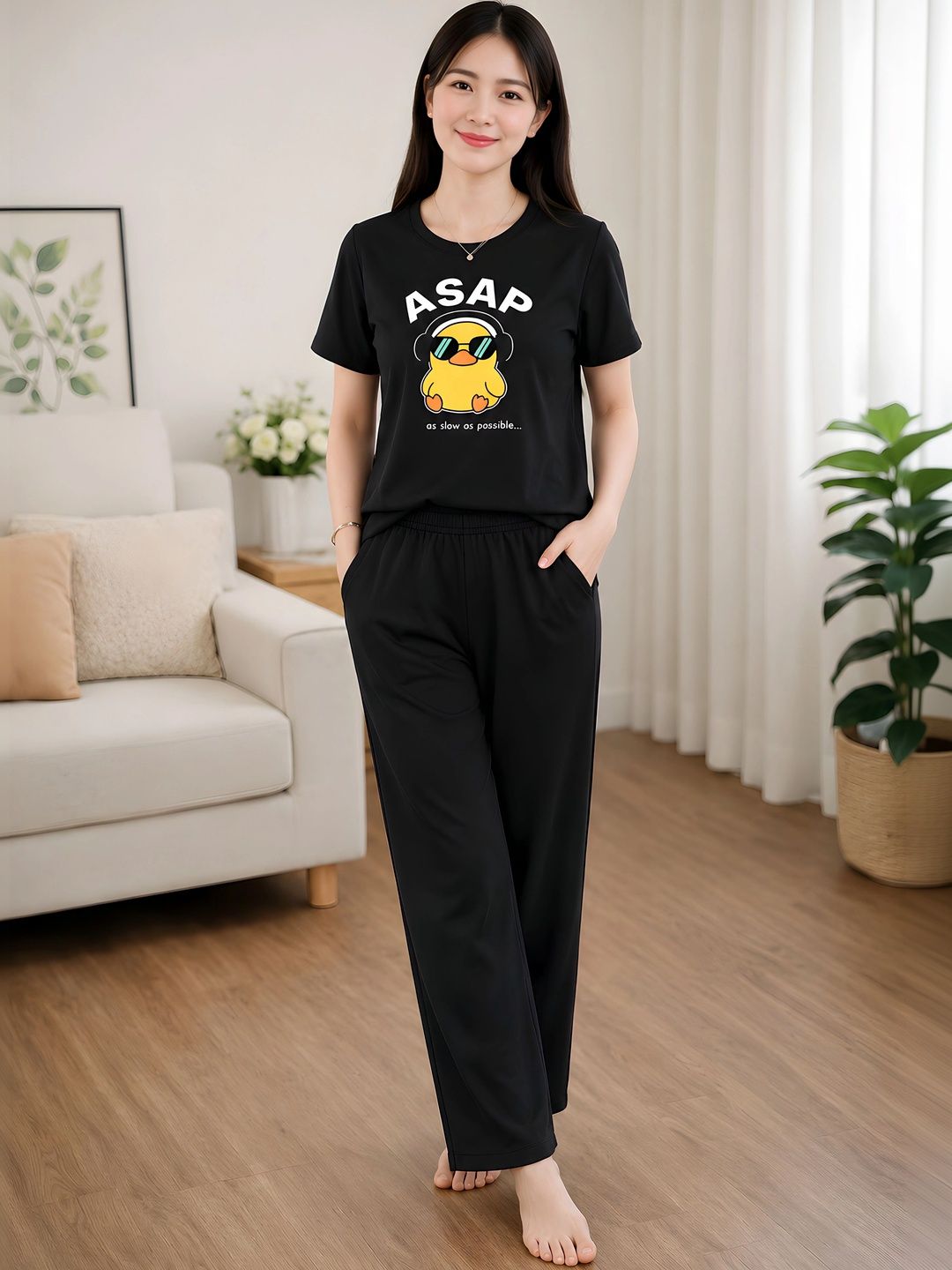 ELVIA Cotton Printed T-shirt with Trousers-picture-47