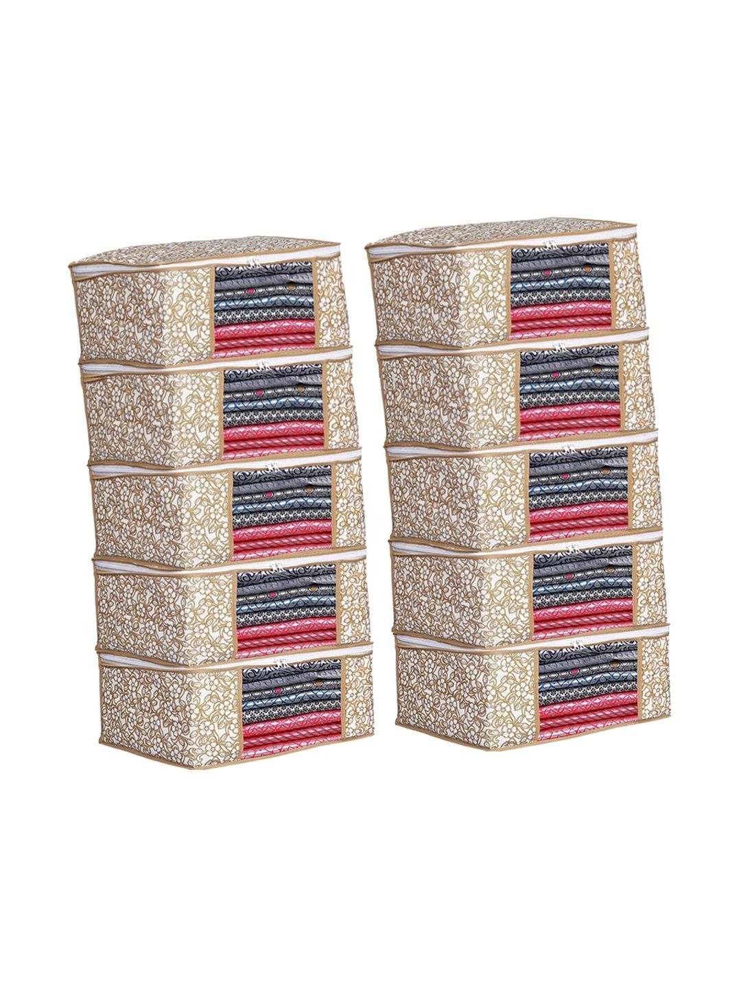ANKIT INTERNATIONAL Beige Set of 6 Reusable Suit Organiser Organisers-picture-46