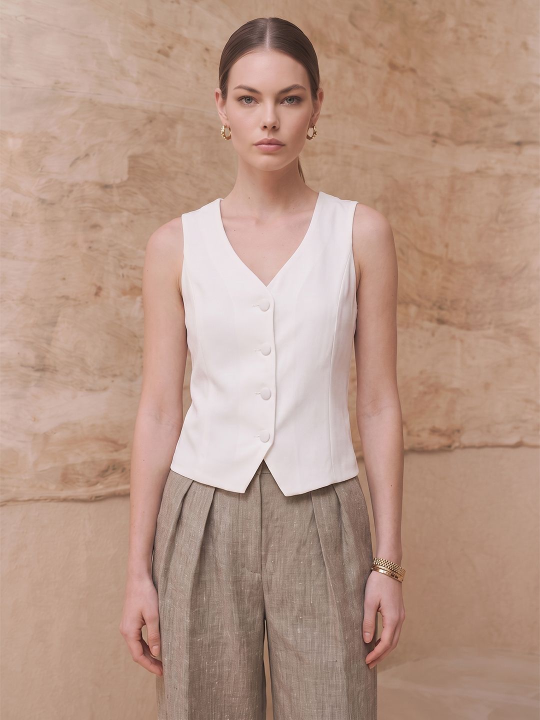 Chemistry V-Neck Woven Waistcoat-image-33