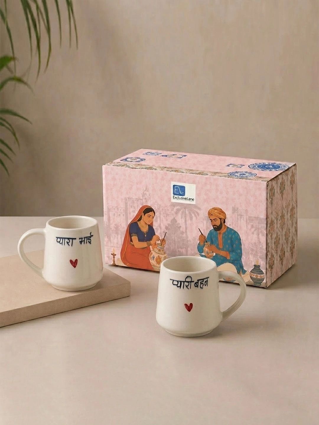 ExclusiveLane White & Multicoloured Hand Painted Printed Ceramic Glossy Mugs Set of Cups and Mugs-picture-16