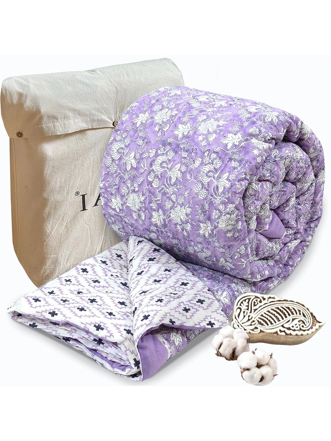 TOAI Lavender & White Floral Heavy Winter 500 GSM Dohar-image-16
