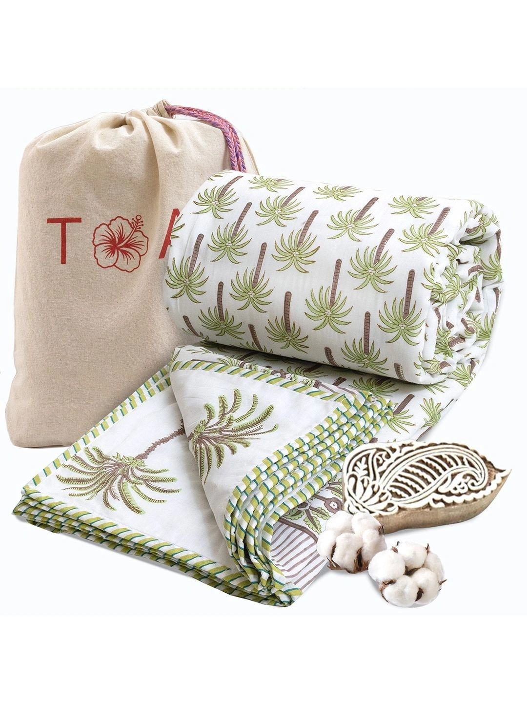 TOAI Green & Brown Floral 150 GSM Dohar-image-40