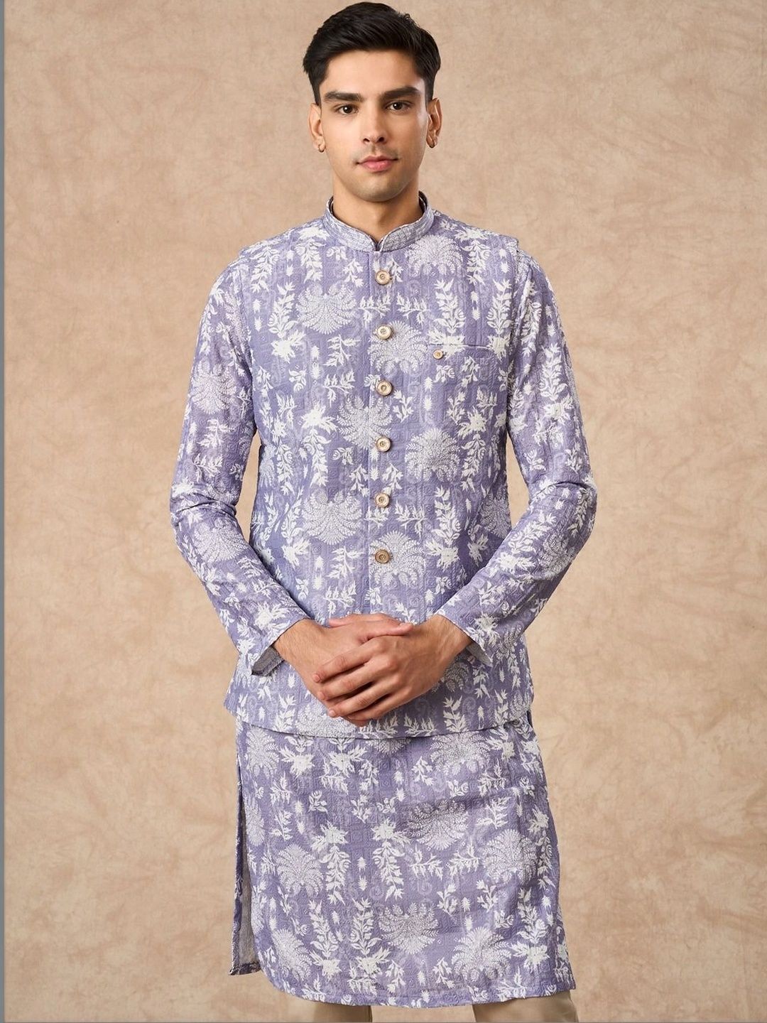 Manyavar Woven Design Woven Nehru Jackets-picture-34