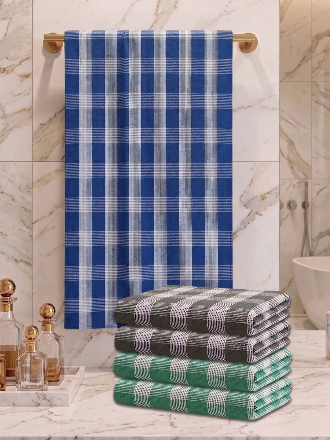 Athom Living Grey & White 5 Printed Cotton 225 GSM Bath Towel-picture-11