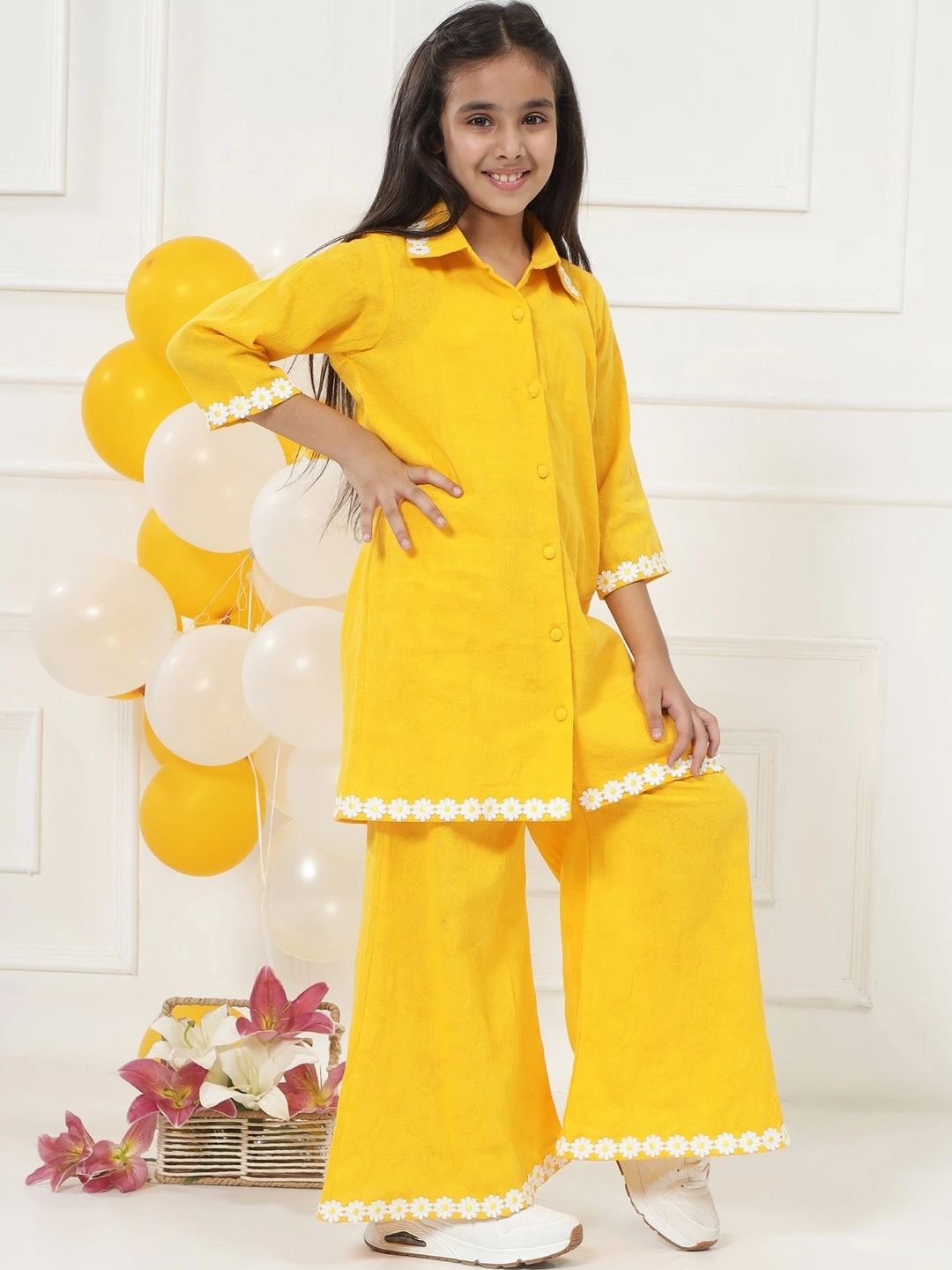 Little Bansi Girls Regular Thread Work Pure Cotton Kurta with Palazzos-picture-57