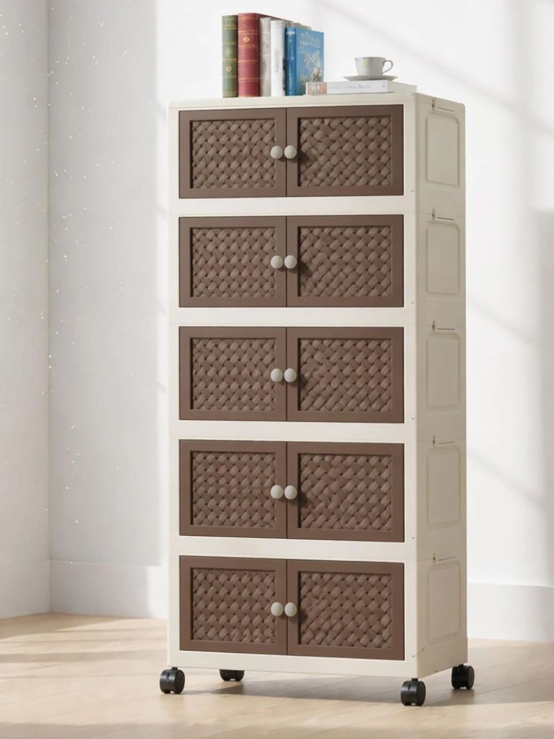 HOUSE OF QUIRK 5 layer Foldable Stackable Multi-Purpose Storage Box with Wheels-image-37