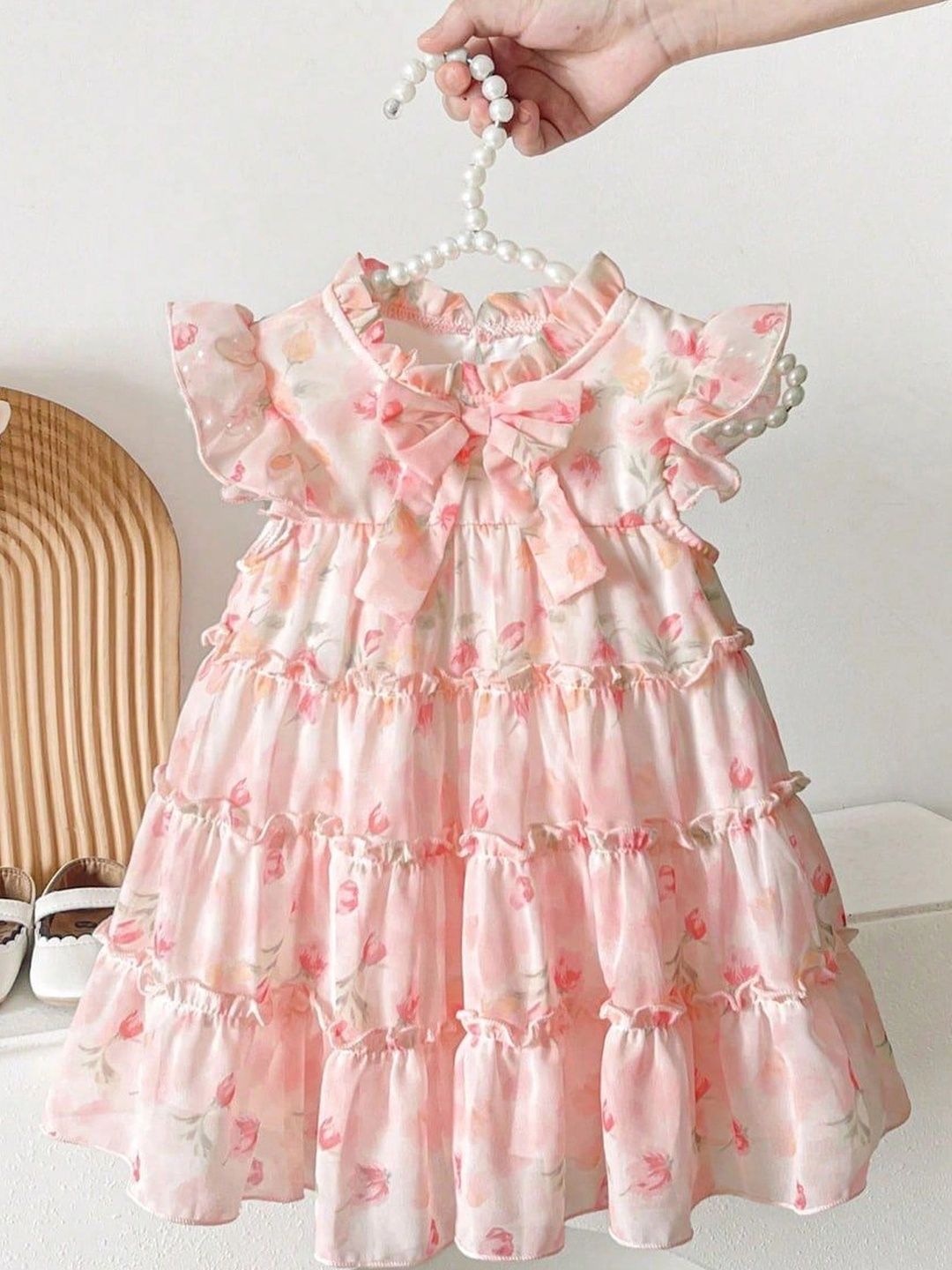 BAESD Floral Print Flutter Sleeve Ruffled A-Line Dress-picture-16
