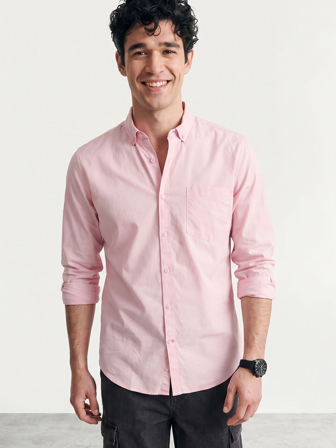 Mast & Harbour Button-Down Collar Pure Cotton Casual Shirt-picture-13