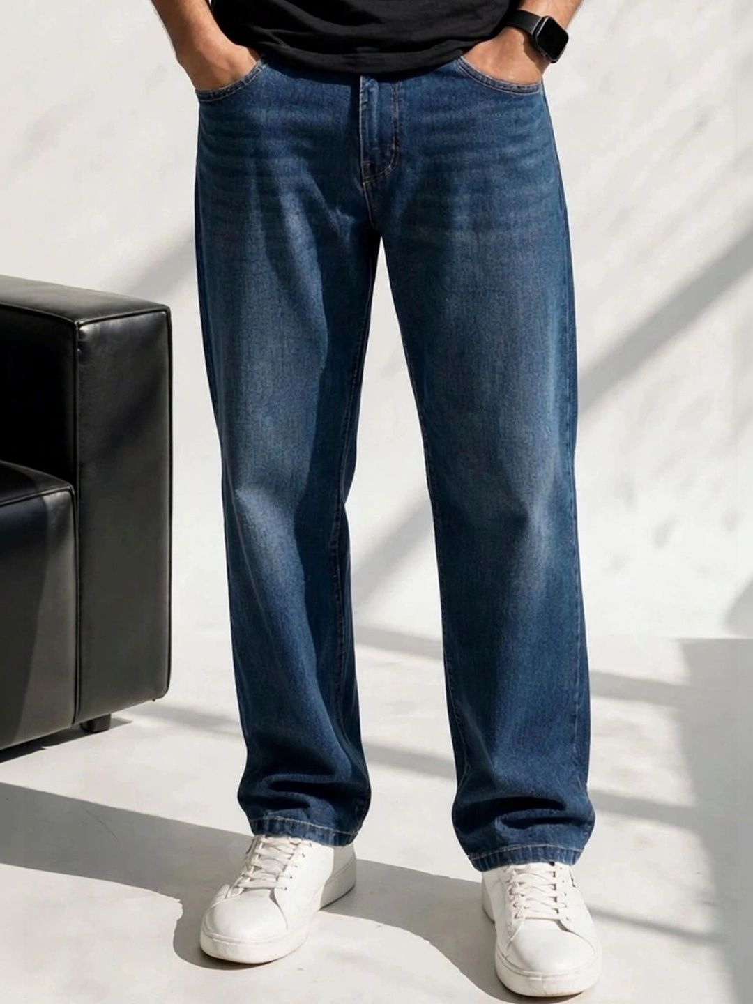 HERE&NOW Men Classic Regular Fit Mid-Rise Stretchable Jeans-picture-39