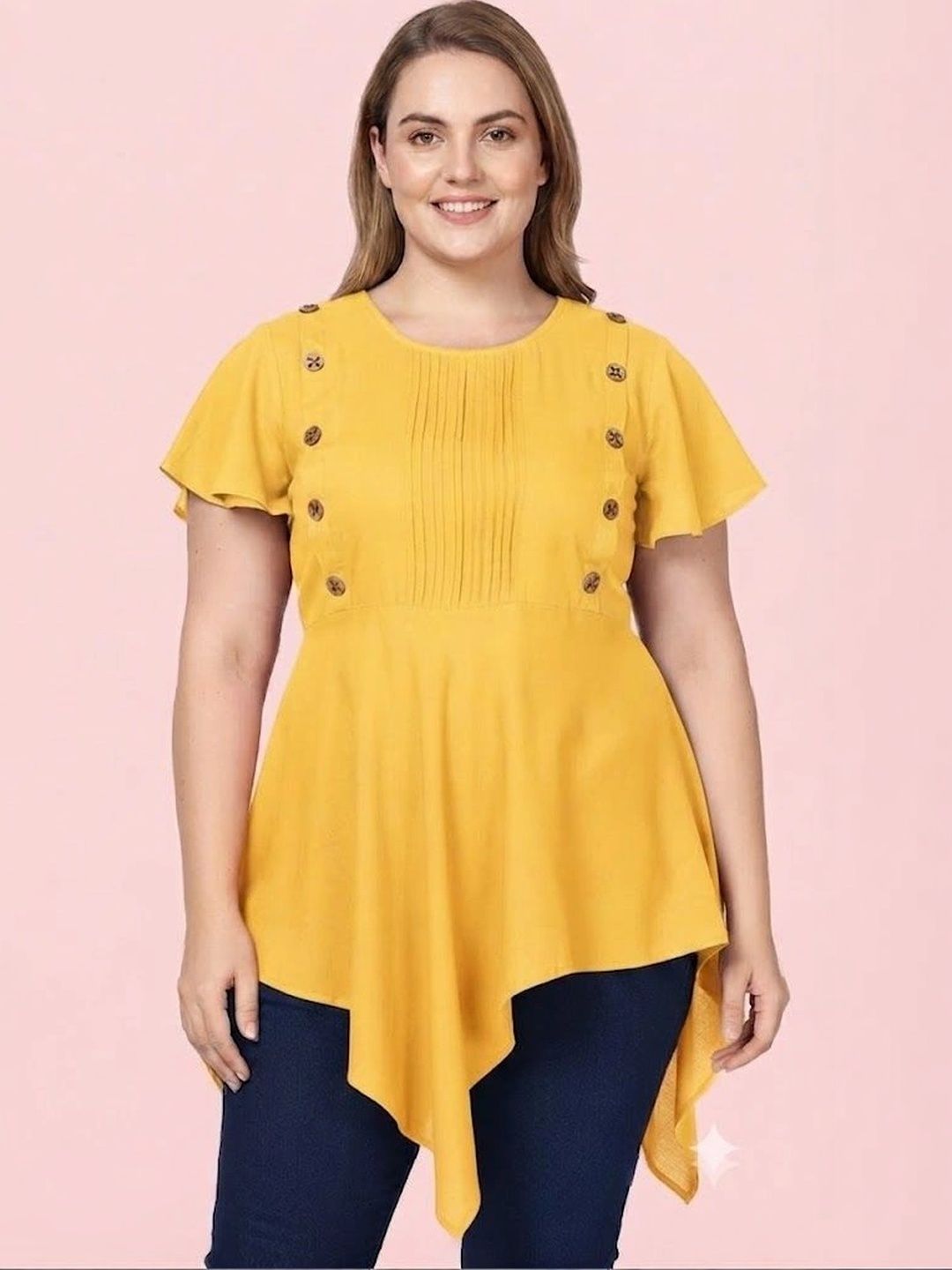 Lingra Flared Sleeves Pure Cotton Blend Kurti-picture-56