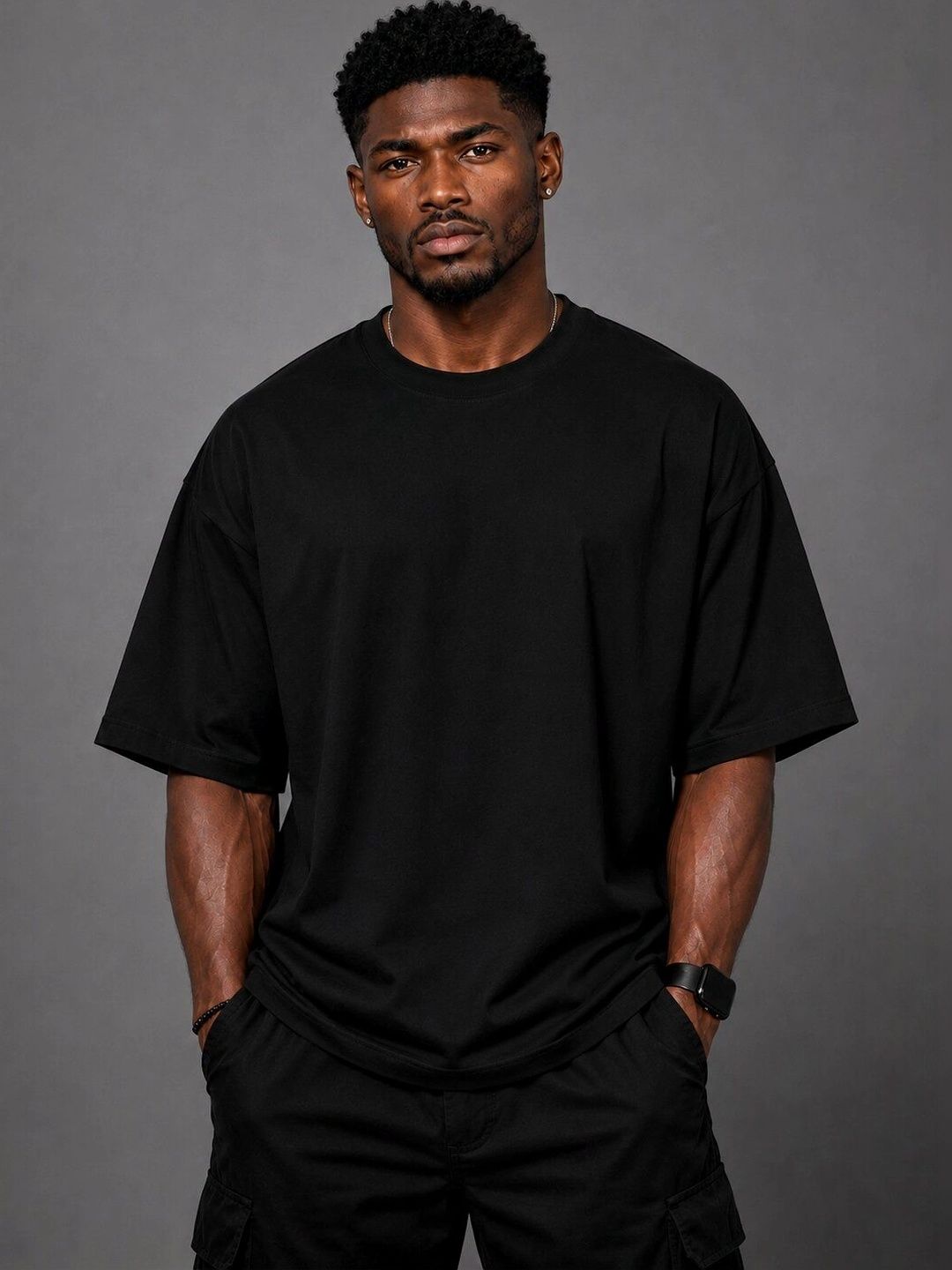 HERE&NOW Men Printed Drop-Shoulder Sleeves T-shirt-picture-17