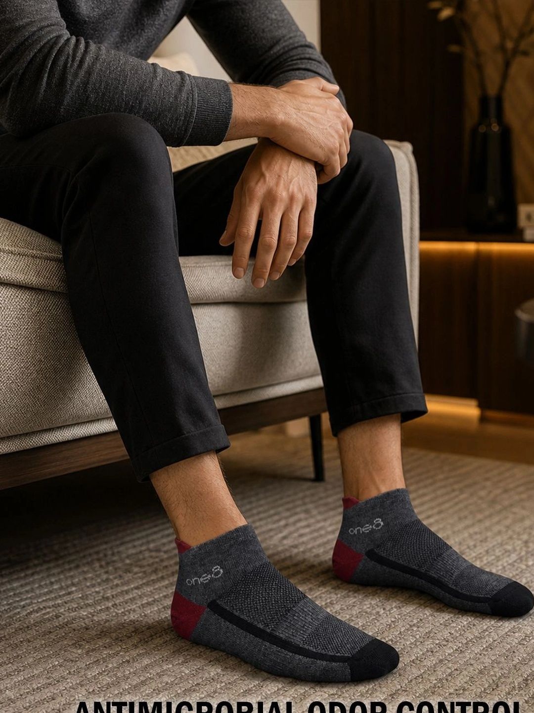 One8 Men Cotton Assorted Colourblocked Ankle Length Socks-picture-44