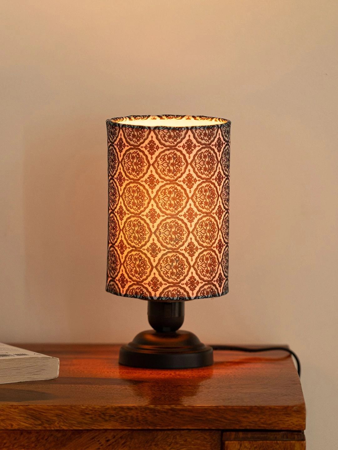 ExclusiveLane Black Printed Iron Quirky Cylindrical Shaped Table Lamp-picture-45