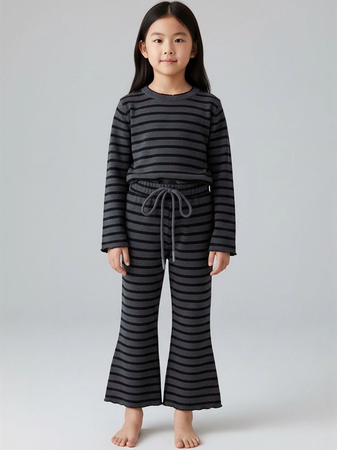 LULU & SKY Girls Striped Flared High-Rise Trousers-picture-15