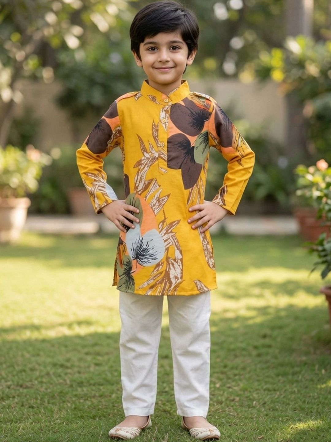Cutiekins Boys Floral Printed Regular Kurta with Pyjamas-picture-14