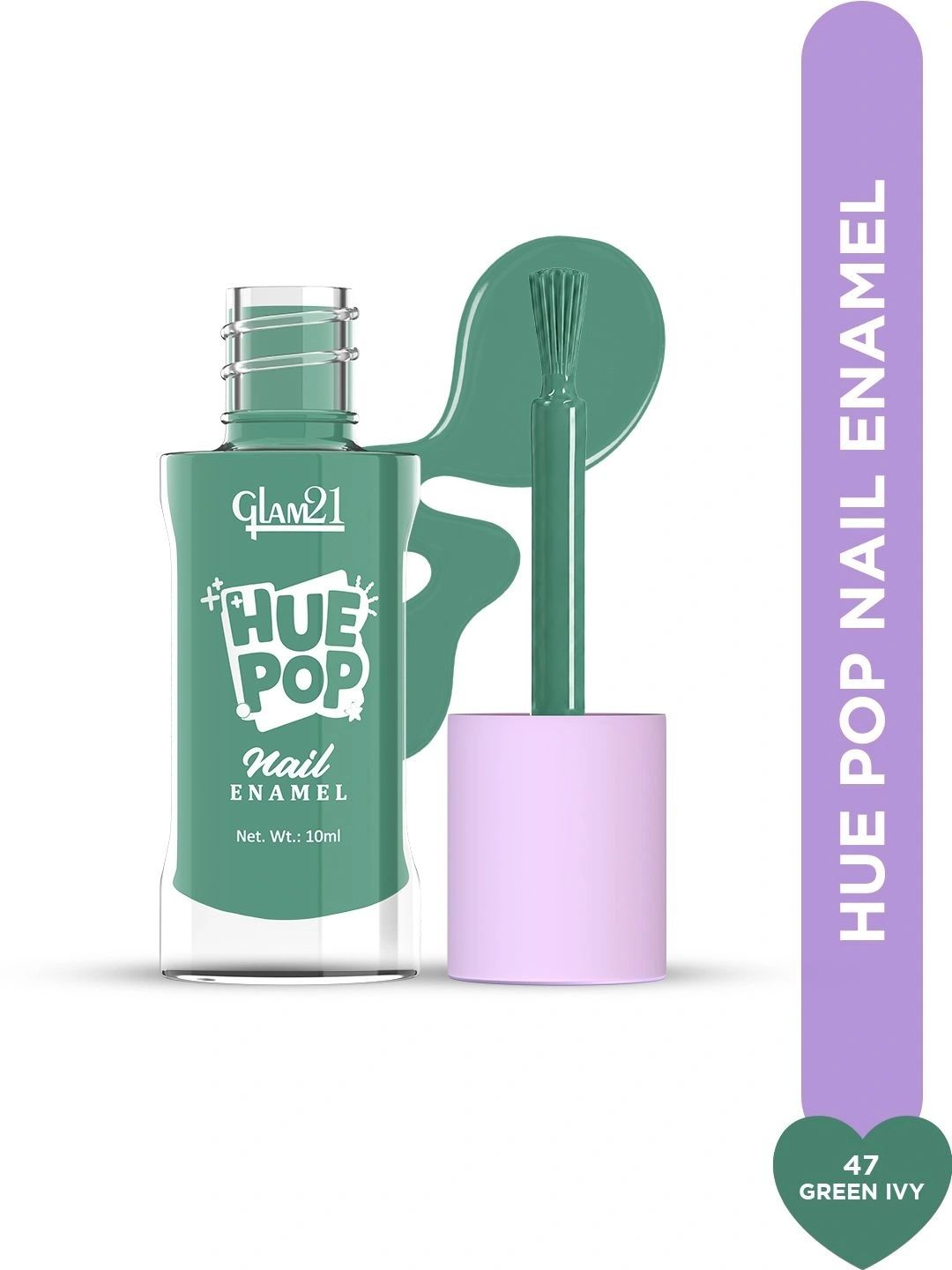 GLAM21 Hue Pop Resistant & Long Lasting Vibrant Nail Polish - 10 ml - Green Ivy 47-picture-34