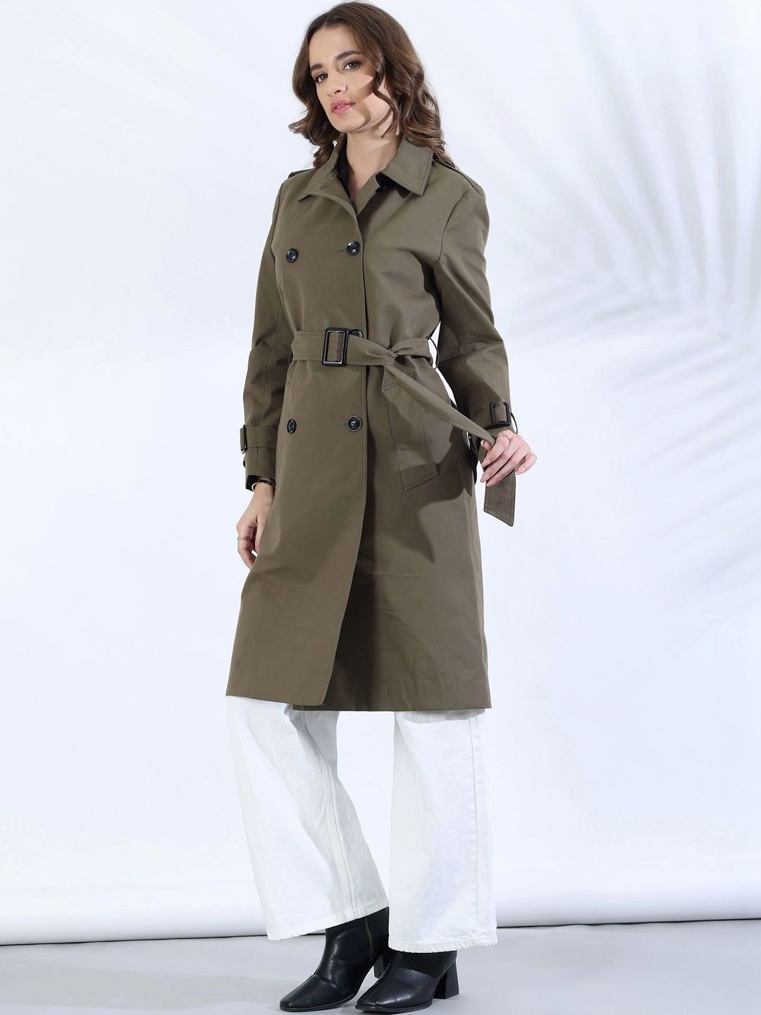 Plagg Spread Collar Double Breasted Trench Coat With Belt-image-21