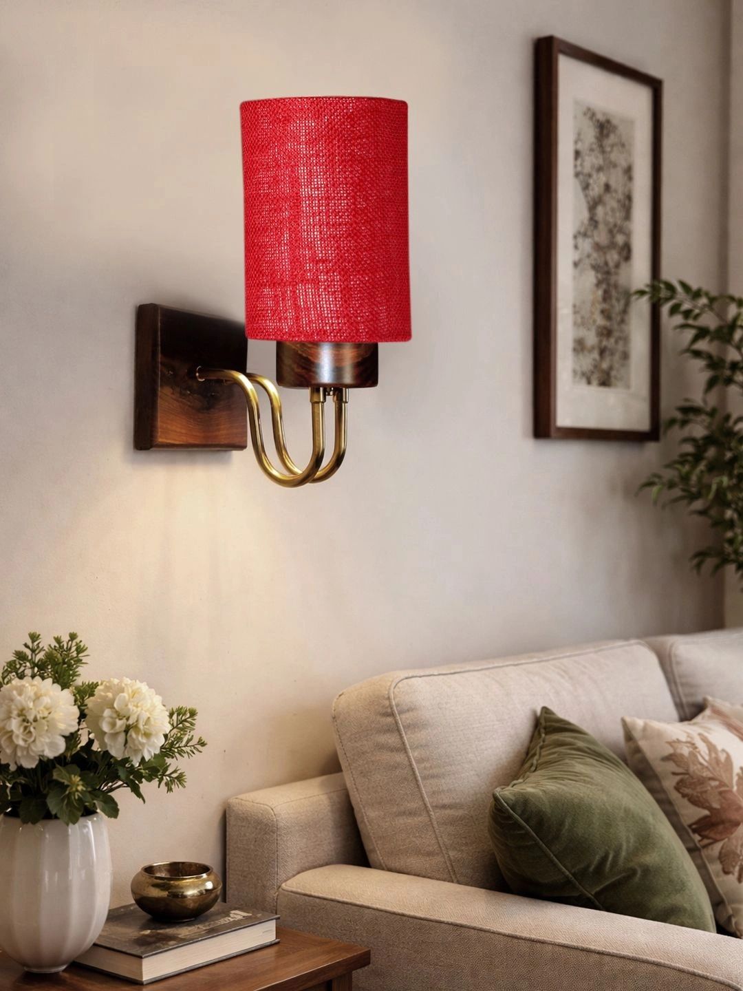 Myntra Elegant Homes Maroon Textured Wood Contemporary Cylinder Shaped Wall Lamp-picture-26