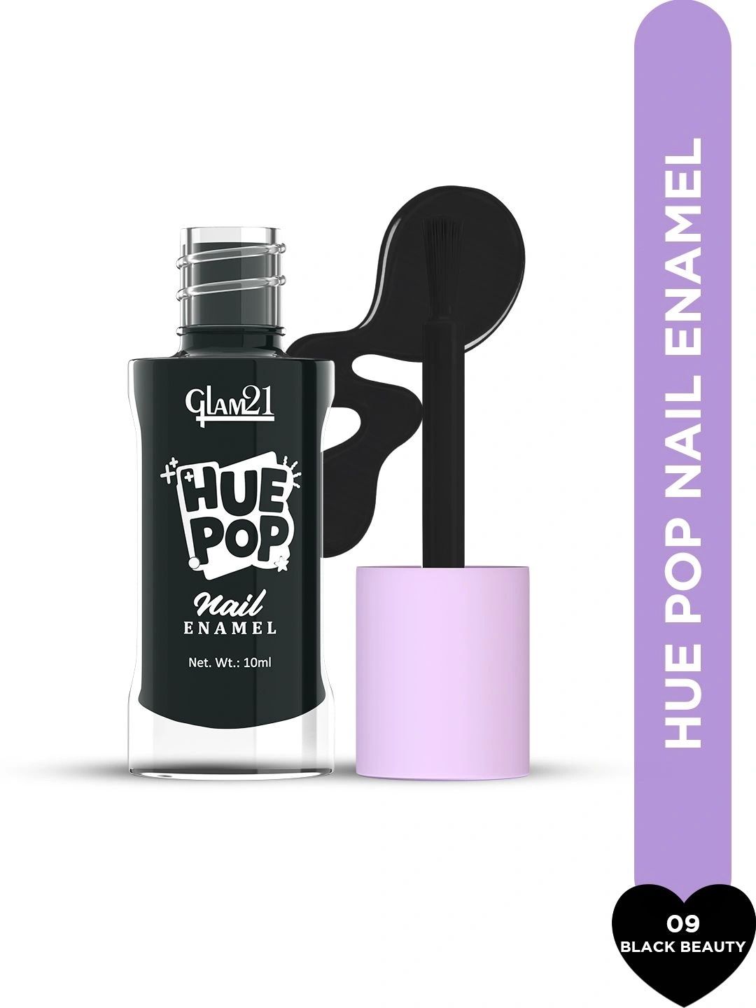 GLAM21 Hue Pop Resistant & Long Lasting Vibrant Nail Polish - 10 ml -Black Beauty 09-picture-10