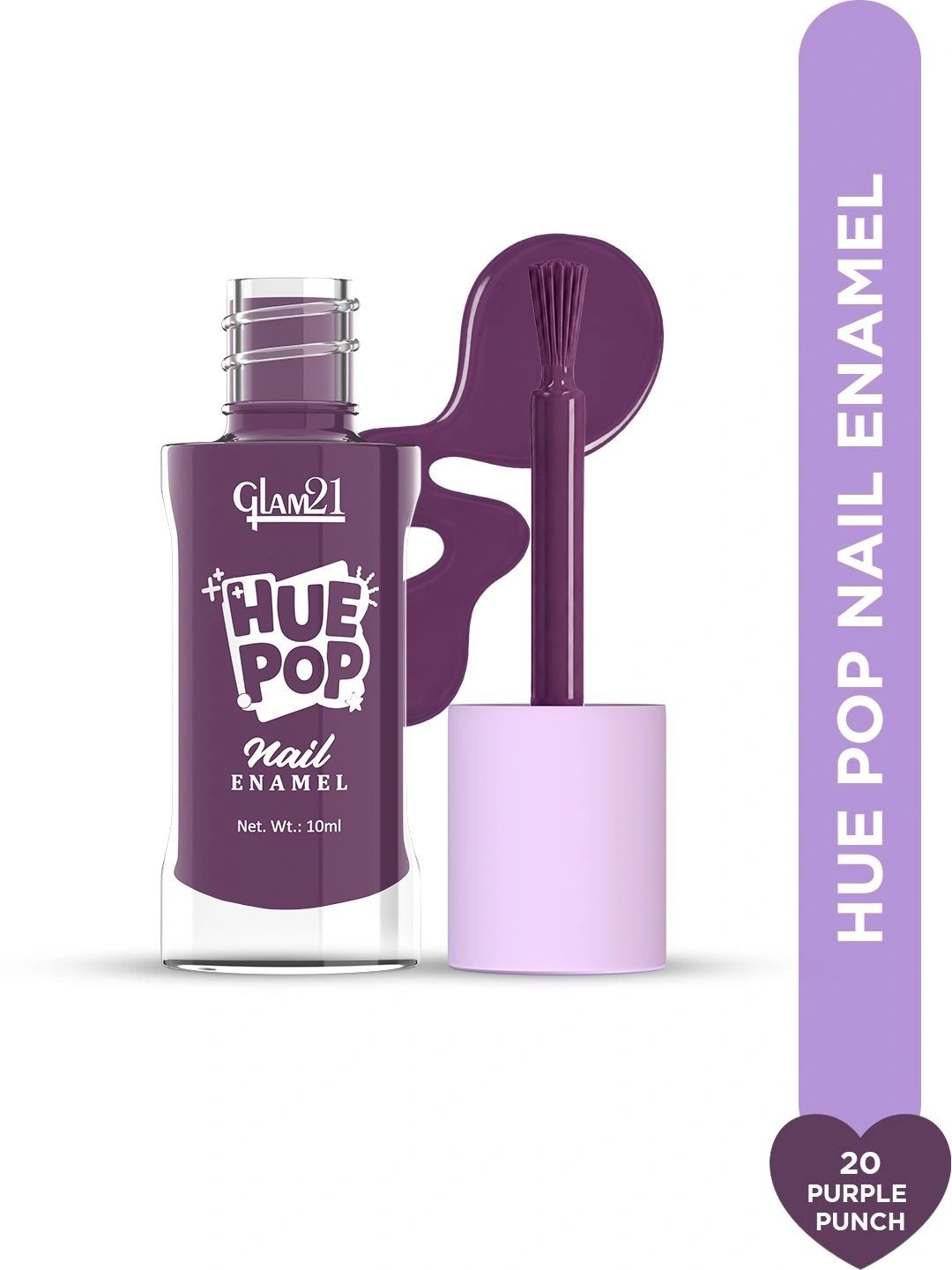 GLAM21 Hue Pop Resistant & Long Lasting Vibrant Nail Polish - 10 ml - Purple Punch 20-picture-14