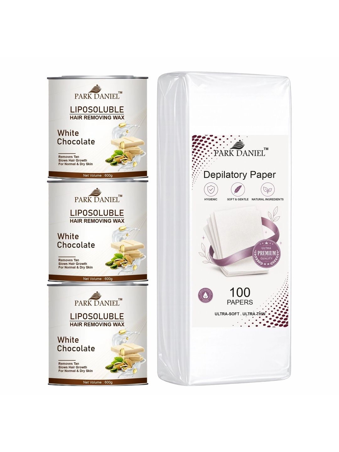 Park Daniel Set Of 3 White Chocolate Hair Removal Cream Wax With Stripes - 600 g Each-image-24