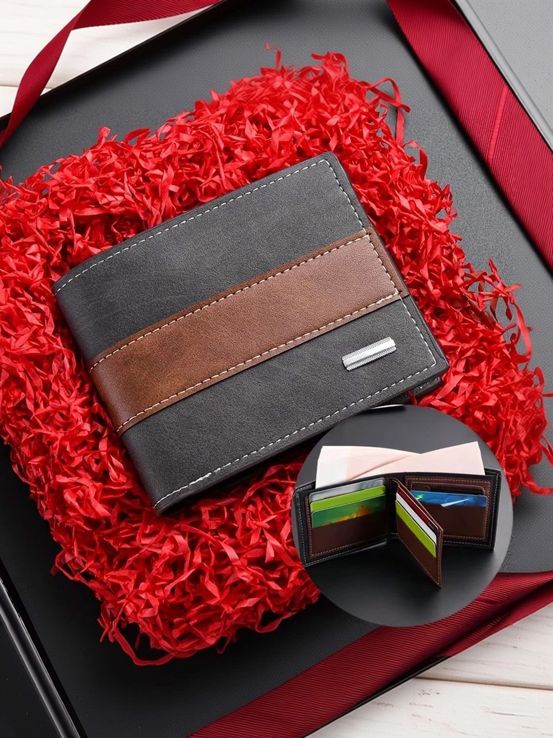 TomParis Men Colourblocked PU Two Fold Wallet-image-26