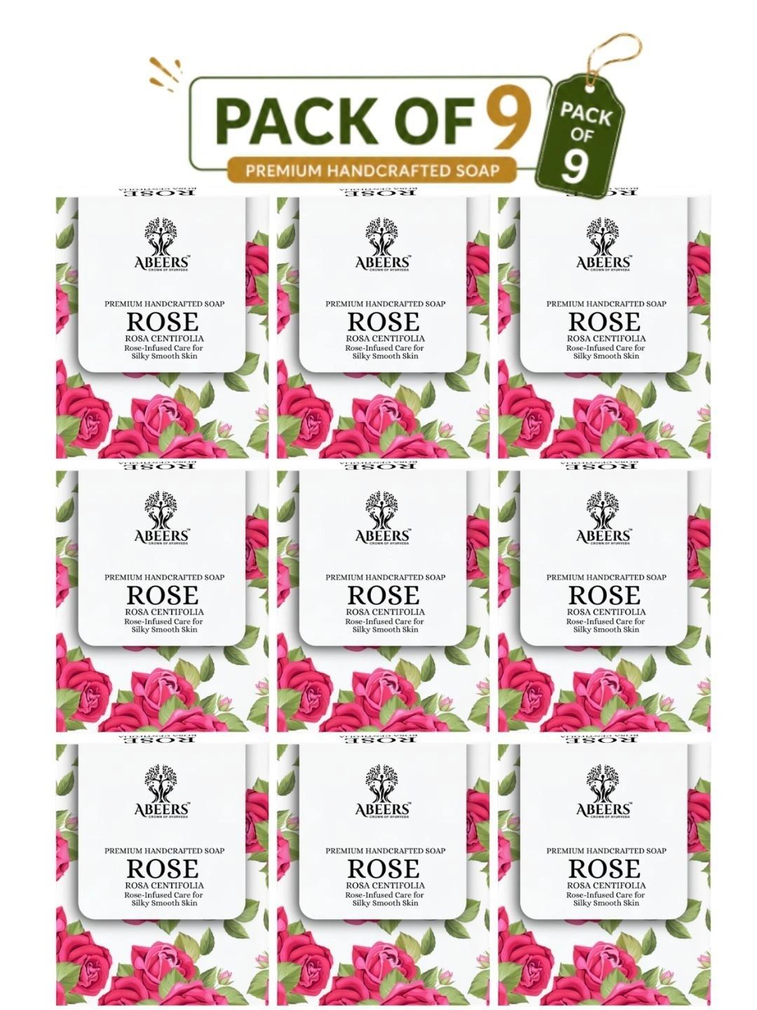 abeers Set Of 9 Handmade Rose Bath Soap - 100 g Each-picture-57