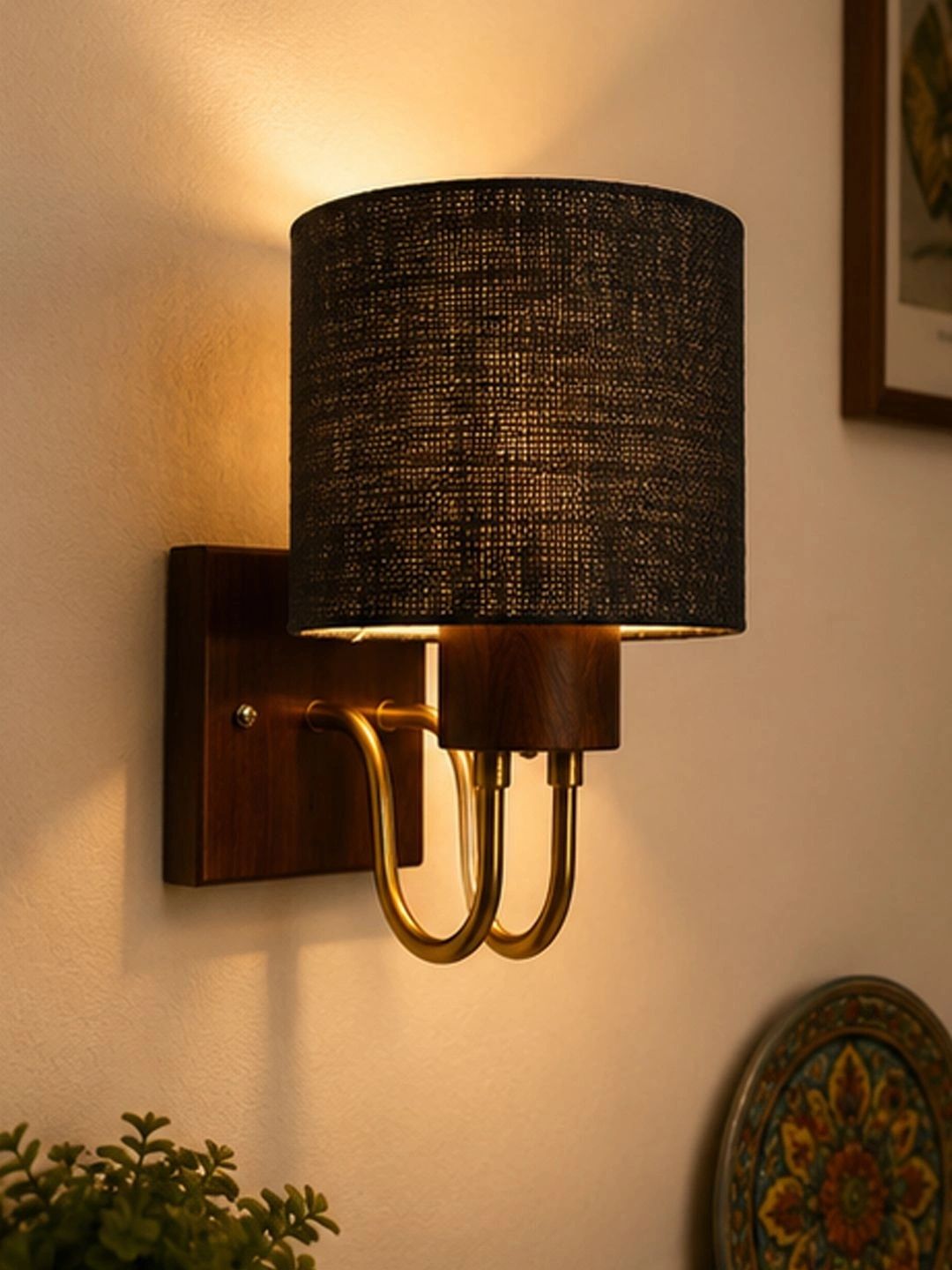 Myntra Elegant Homes Brown Textured Wood Contemporary Cylinder Shaped Wall Lamp-image-19