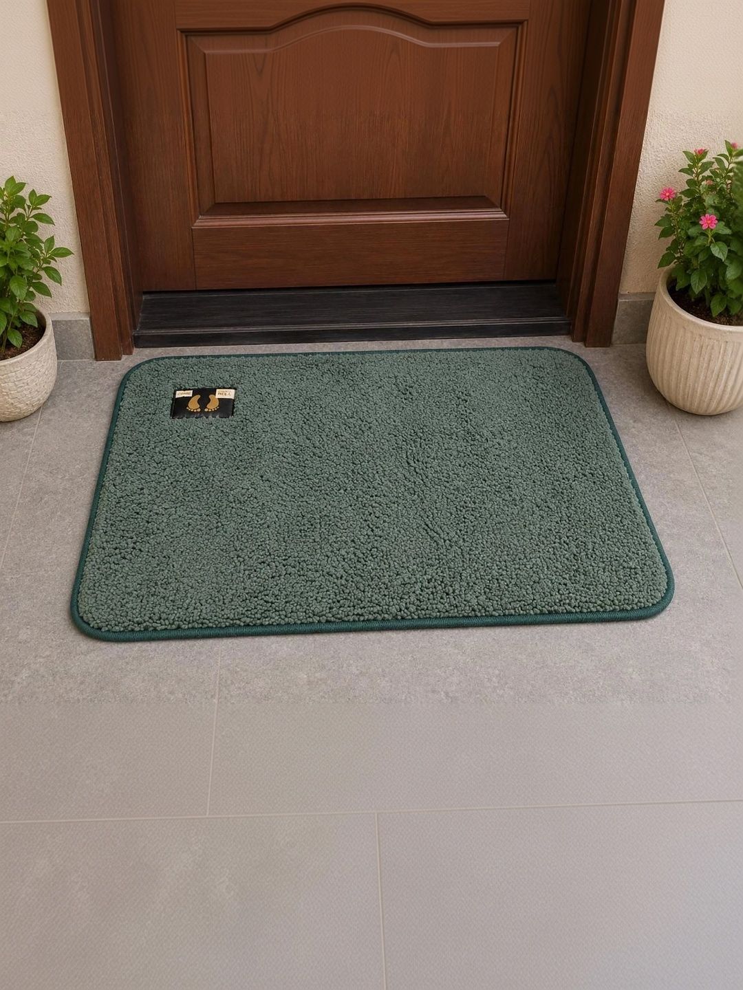 SANJHI KALAKRITI Dark Green Microfiber Anti Skid Doormat-picture-28