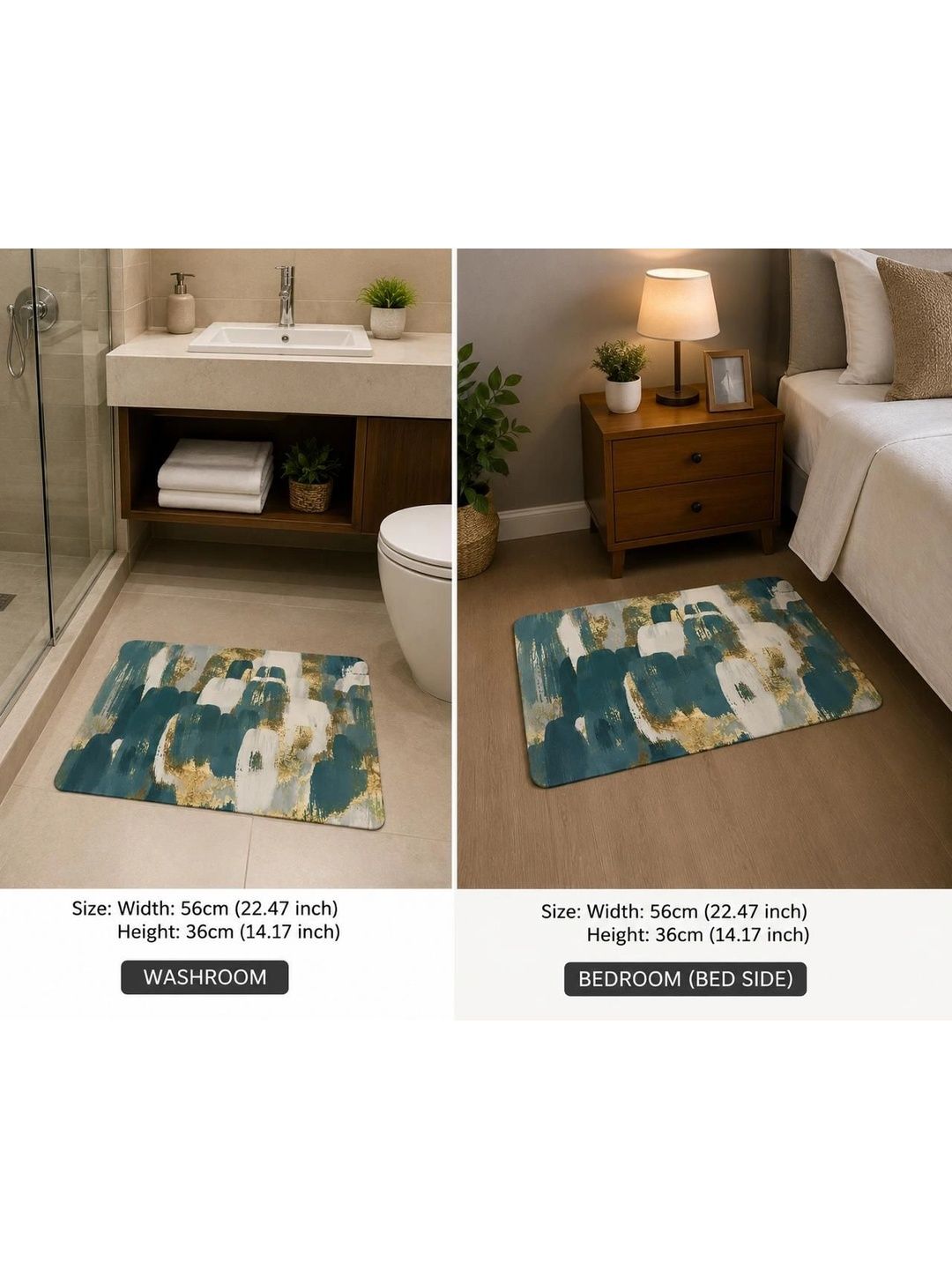 SANJHI KALAKRITI Blue & Beige Microfiber Anti Skid Doormat-picture-24