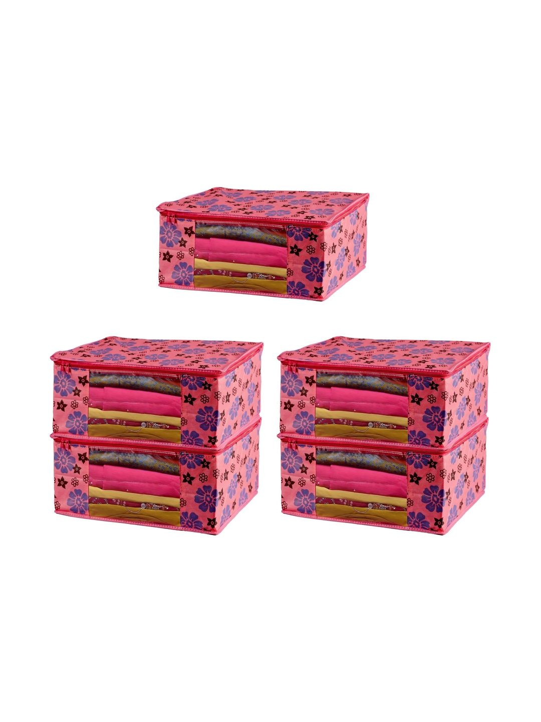 ANKIT INTERNATIONAL Pink Set of 5 Reusable Multi-Utility Organisers-picture-47
