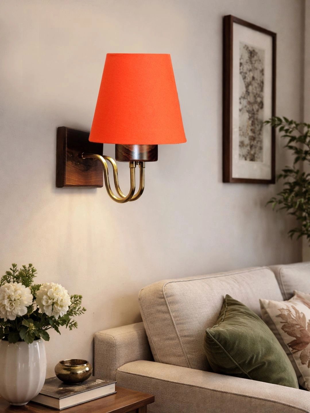 Myntra Elegant Homes Orange Wood Frustum Shaped Wall Lamp-image-40