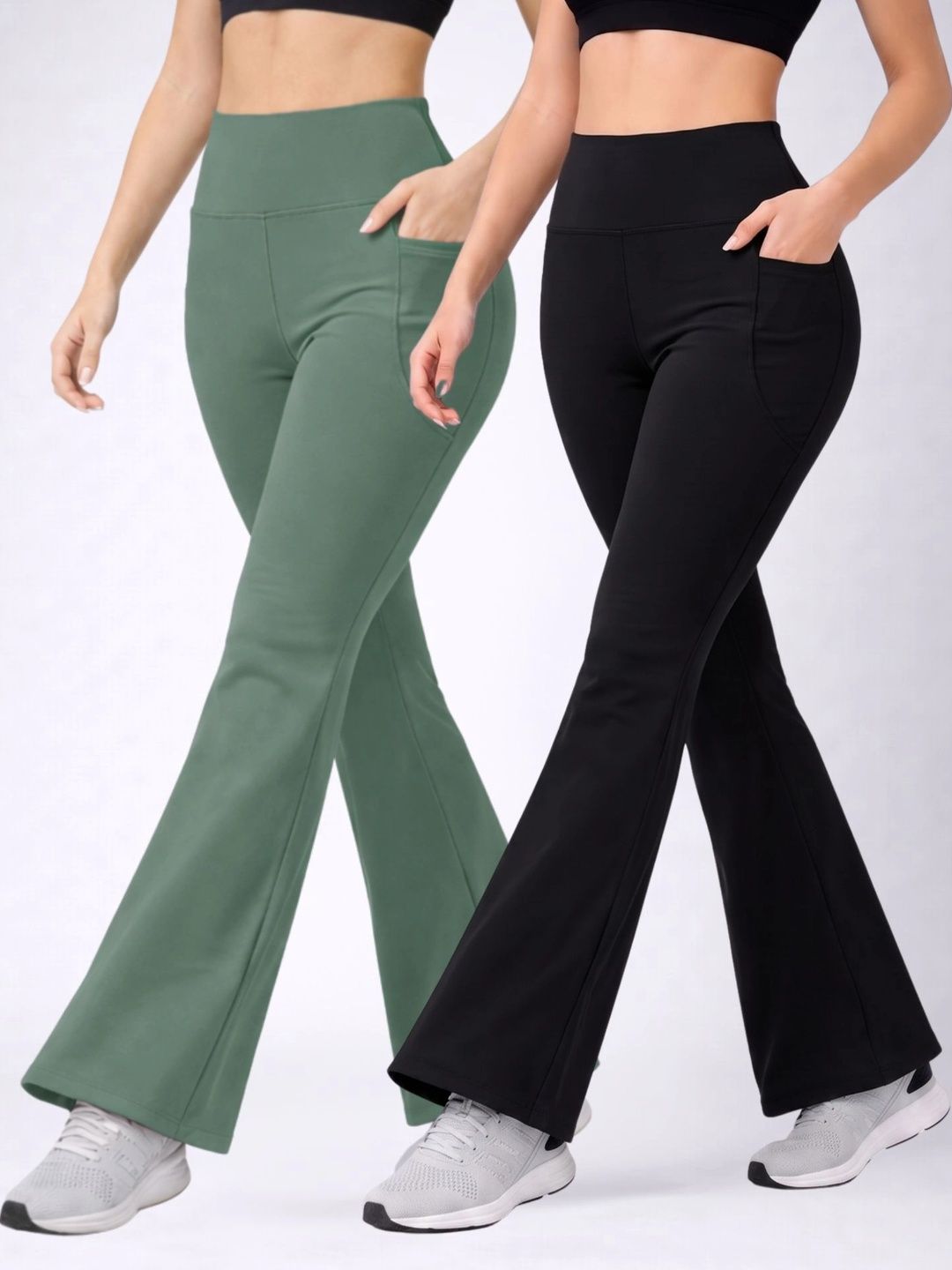 POOJARAN SAREE Pack Of 2 Running Ankle Length Tights-picture-47